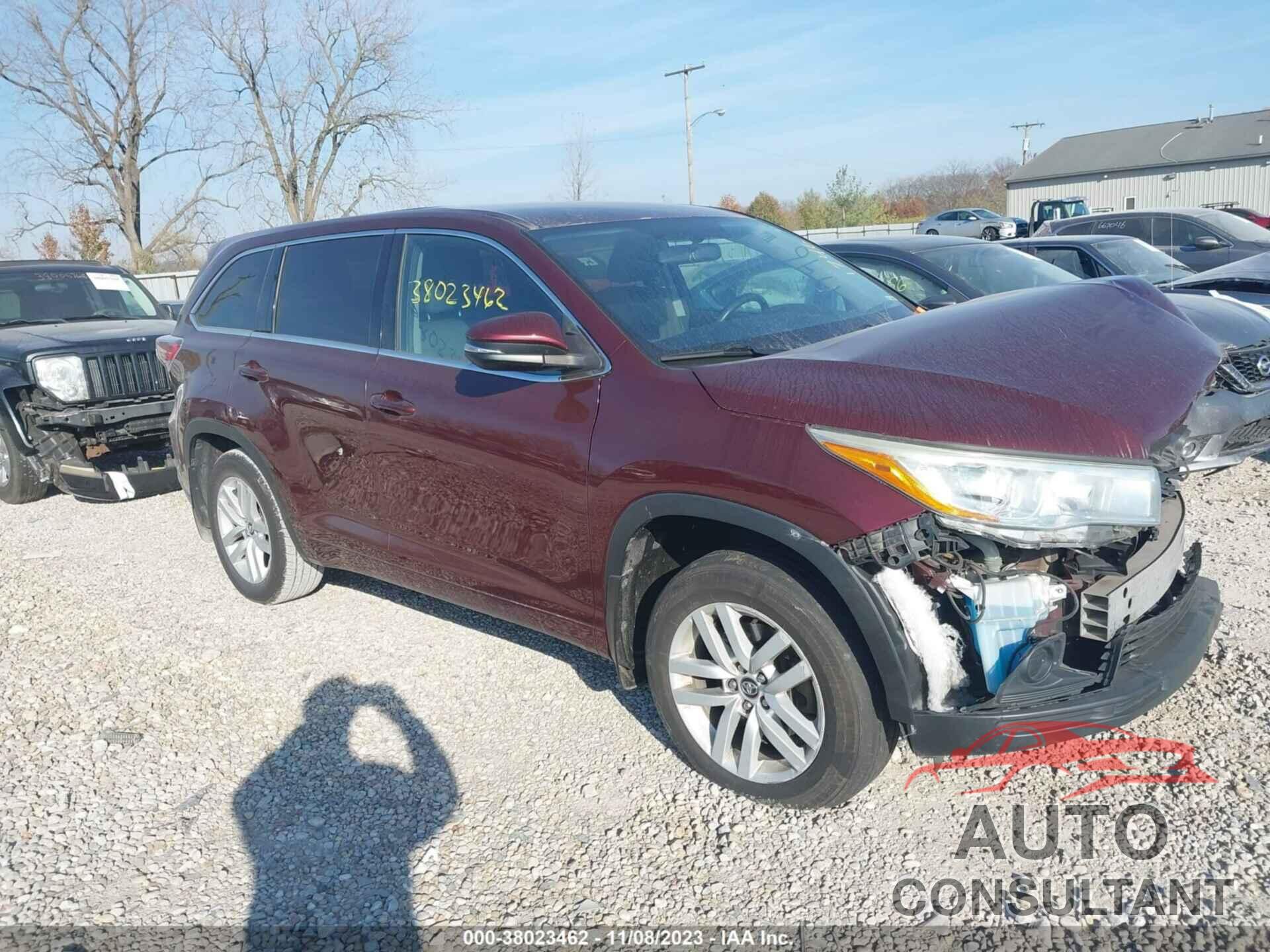 TOYOTA HIGHLANDER 2016 - 5TDBKRFH1GS331746