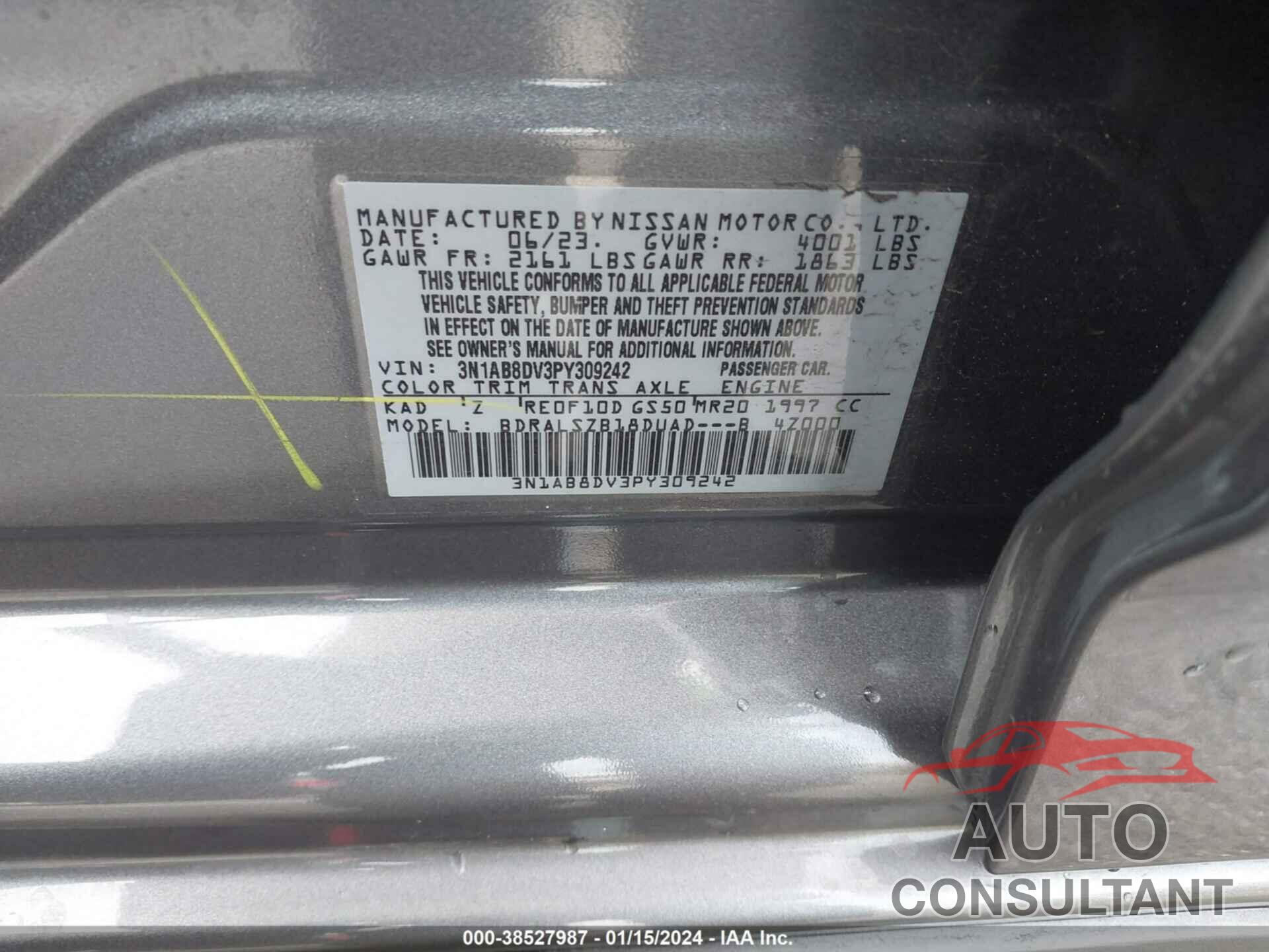 NISSAN SENTRA 2023 - 3N1AB8DV3PY309242