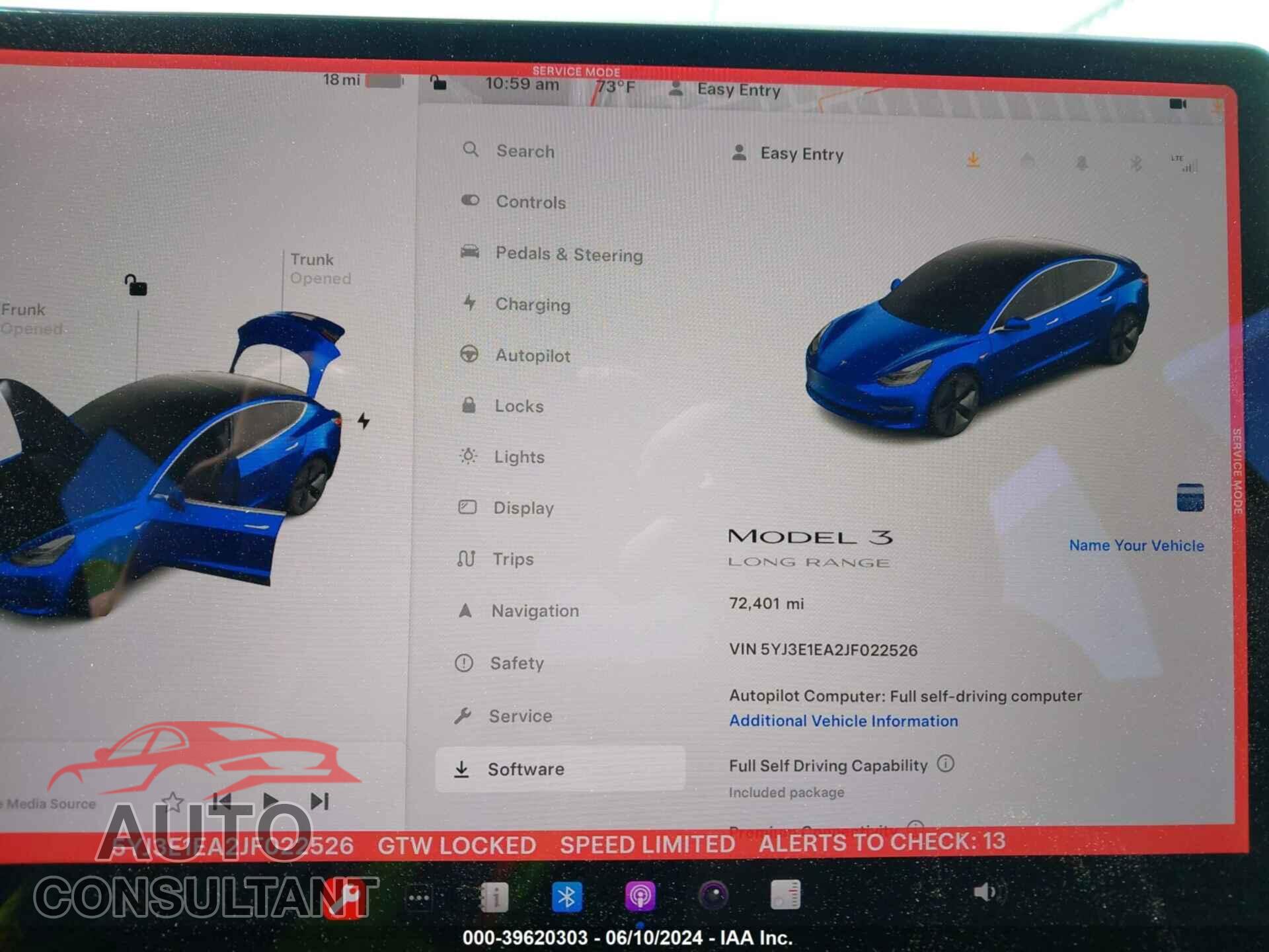 TESLA MODEL 3 2018 - 5YJ3E1EA2JF022526