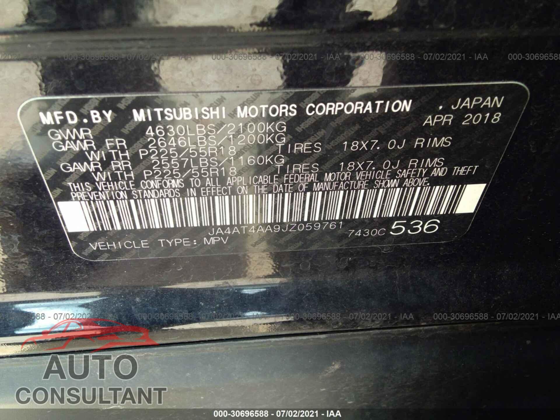 MITSUBISHI ECLIPSE CROSS 2018 - JA4AT4AA9JZ059761
