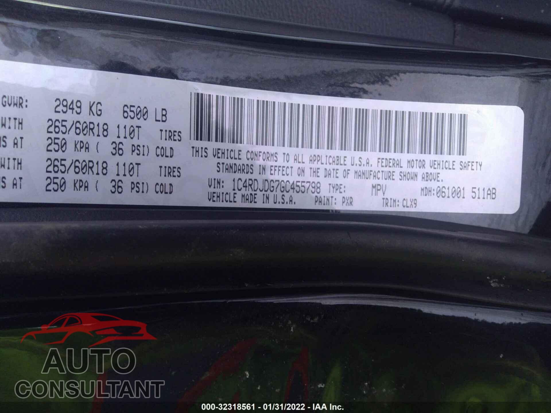 DODGE DURANGO 2016 - 1C4RDJDG7GC455798