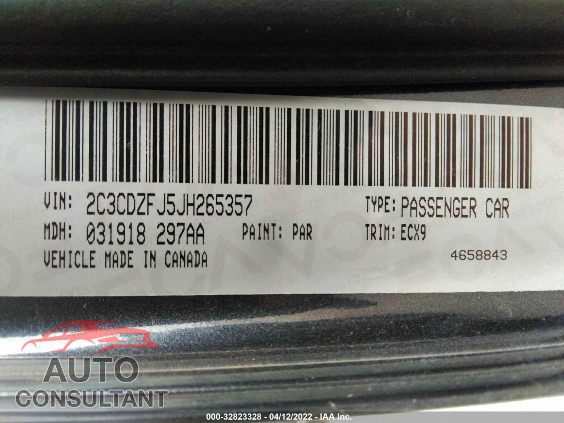 DODGE CHALLENGER 2018 - 2C3CDZFJ5JH265357