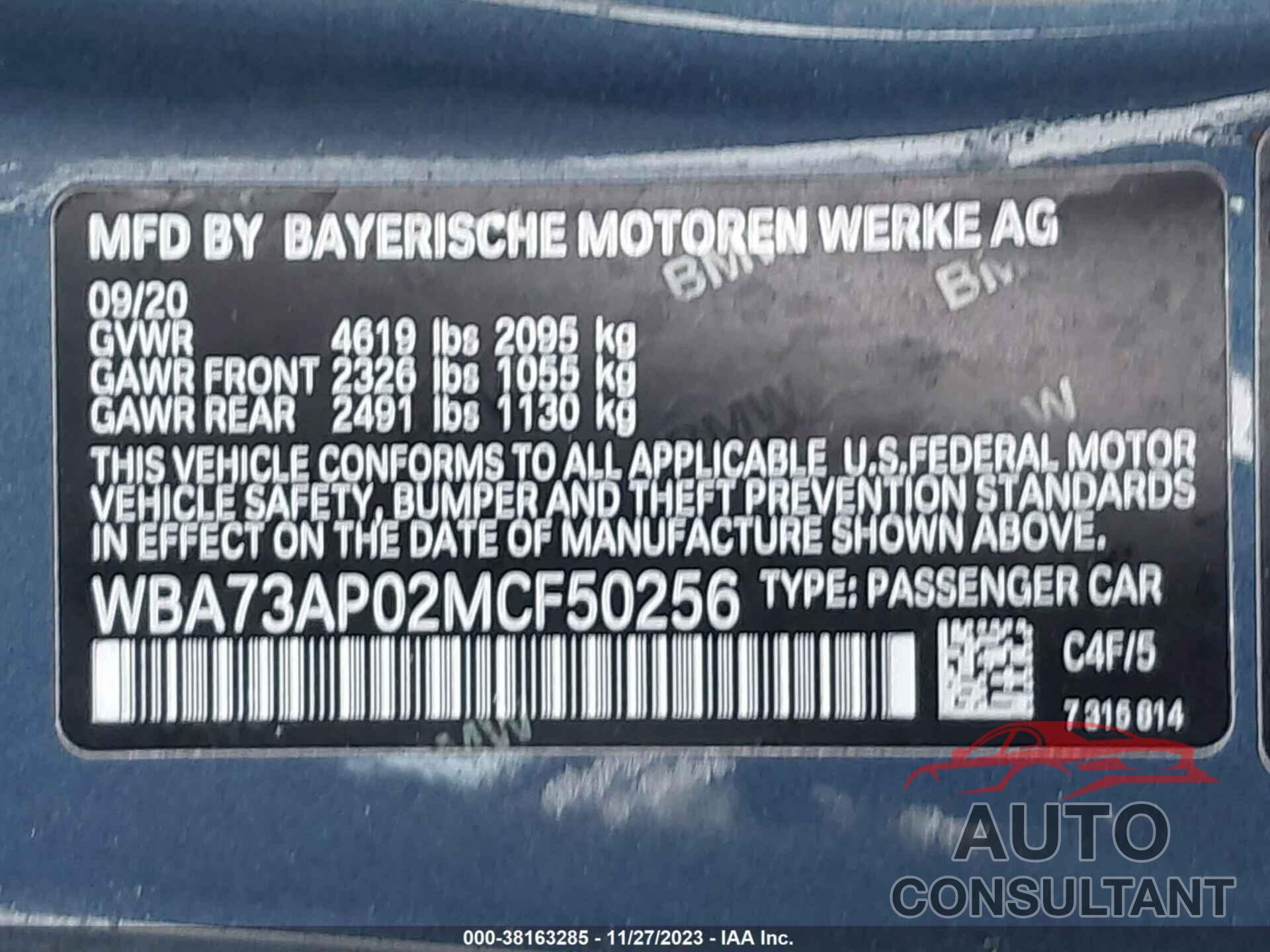BMW 430I 2021 - WBA73AP02MCF50256