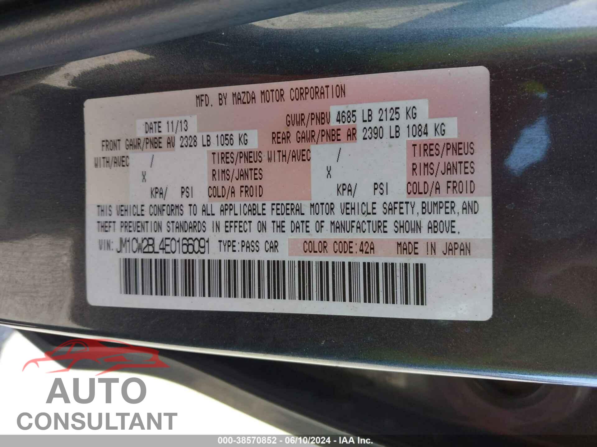 MAZDA MAZDA5 2014 - JM1CW2BL4E0166091