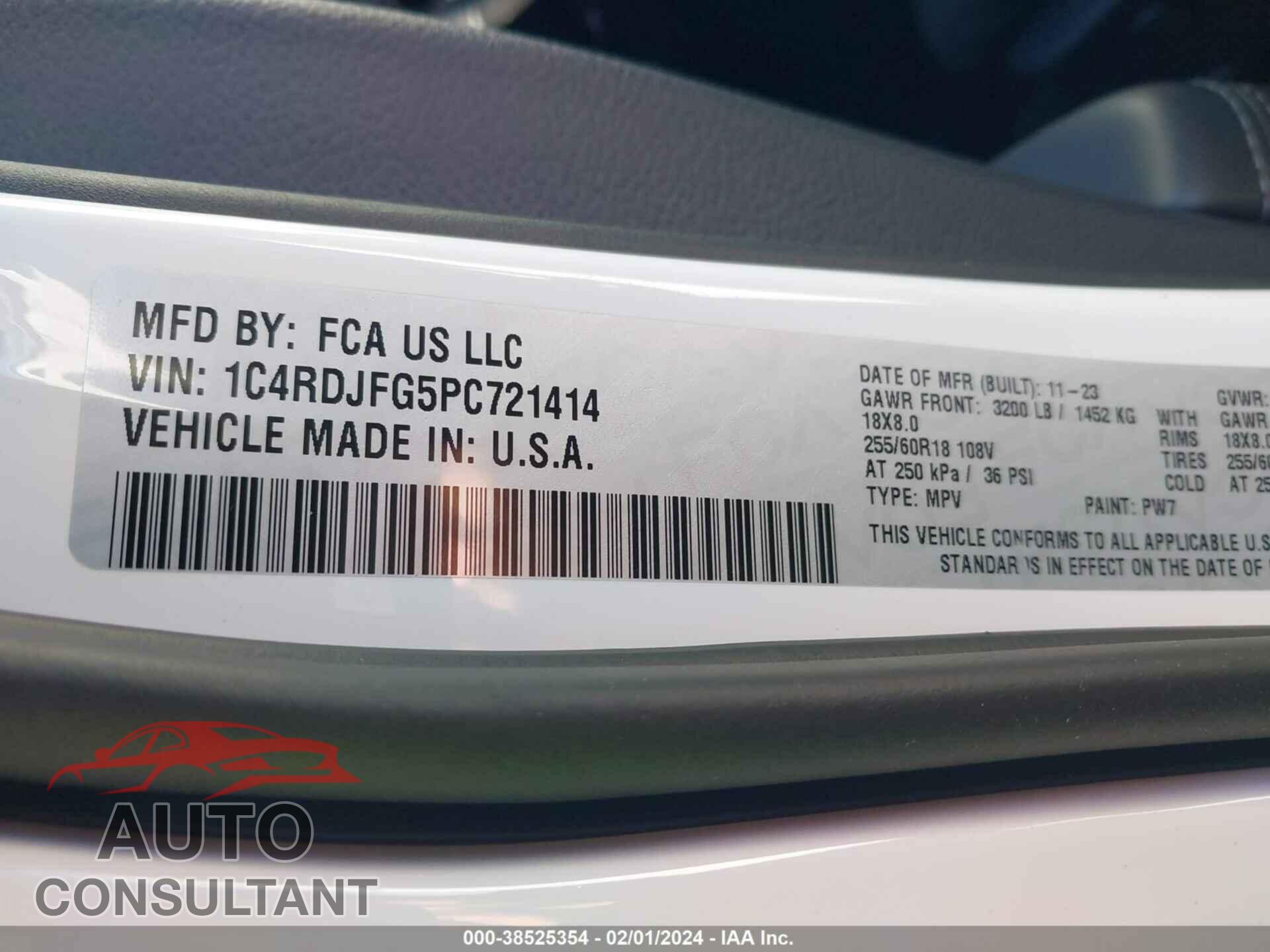 DODGE DURANGO 2023 - 1C4RDJFG5PC721414