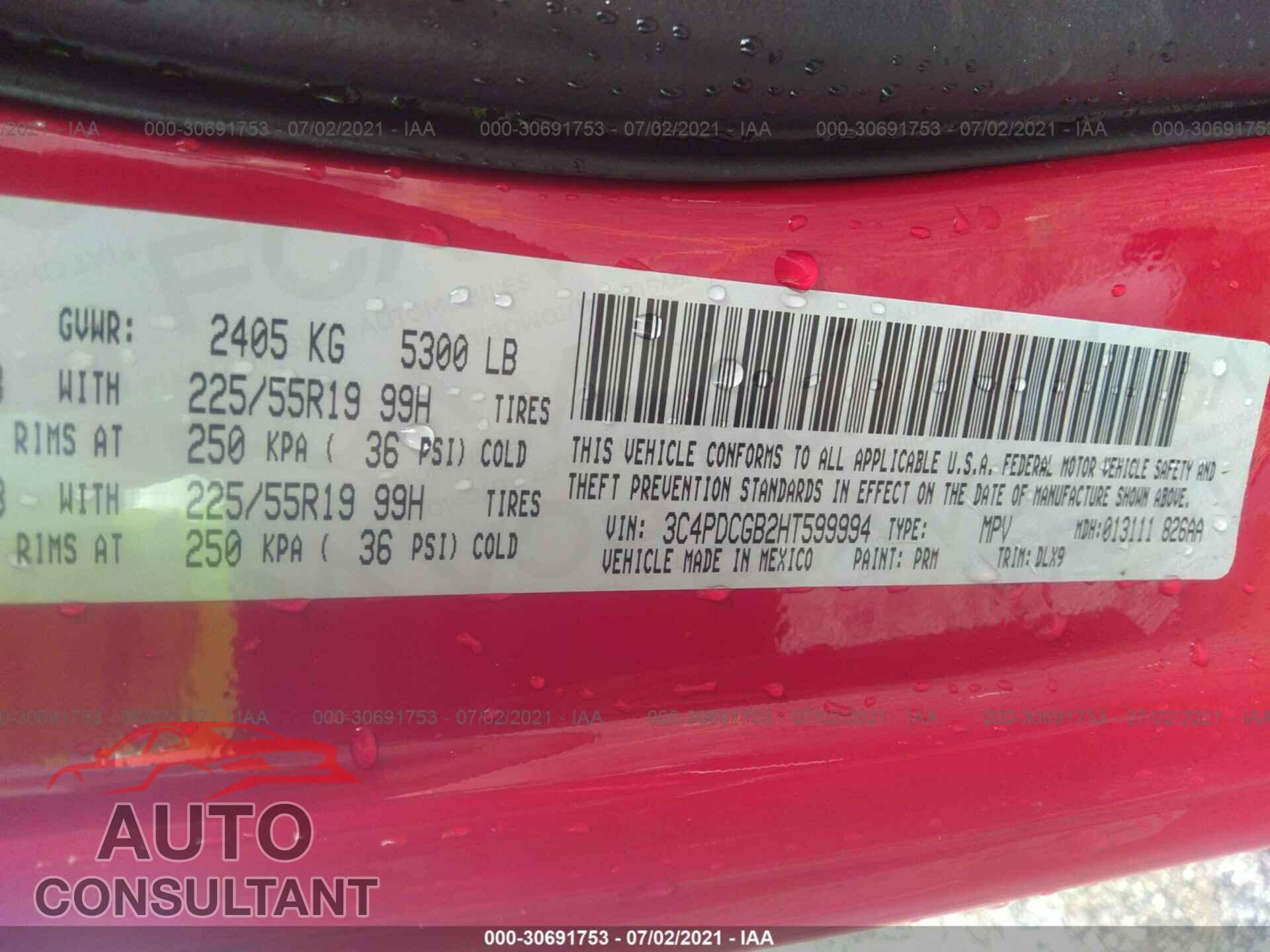 DODGE JOURNEY 2017 - 3C4PDCGB2HT599994