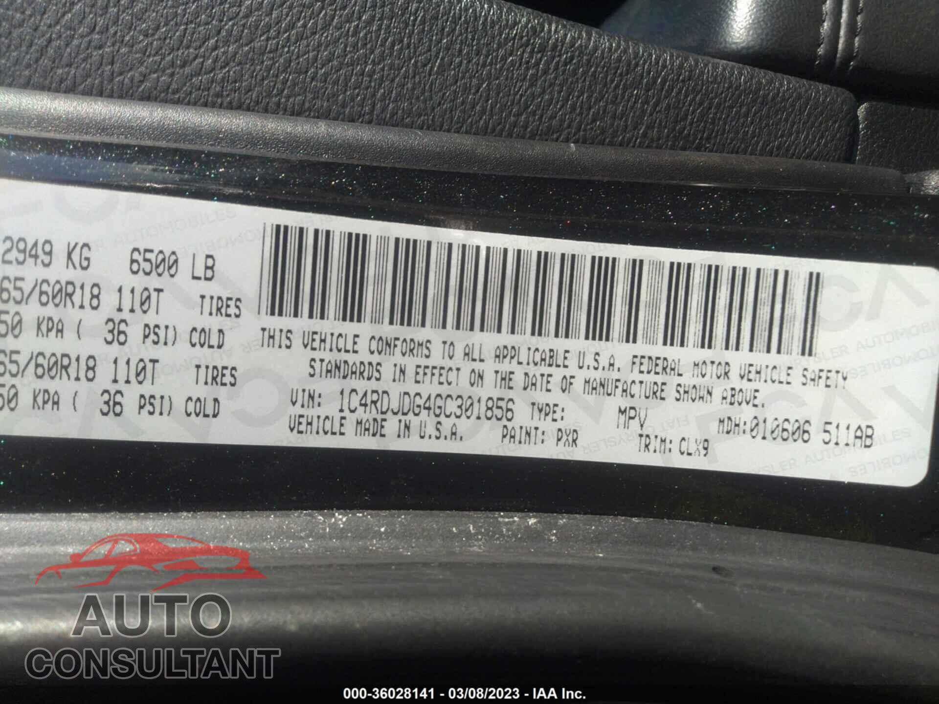 DODGE DURANGO 2016 - 1C4RDJDG4GC301856