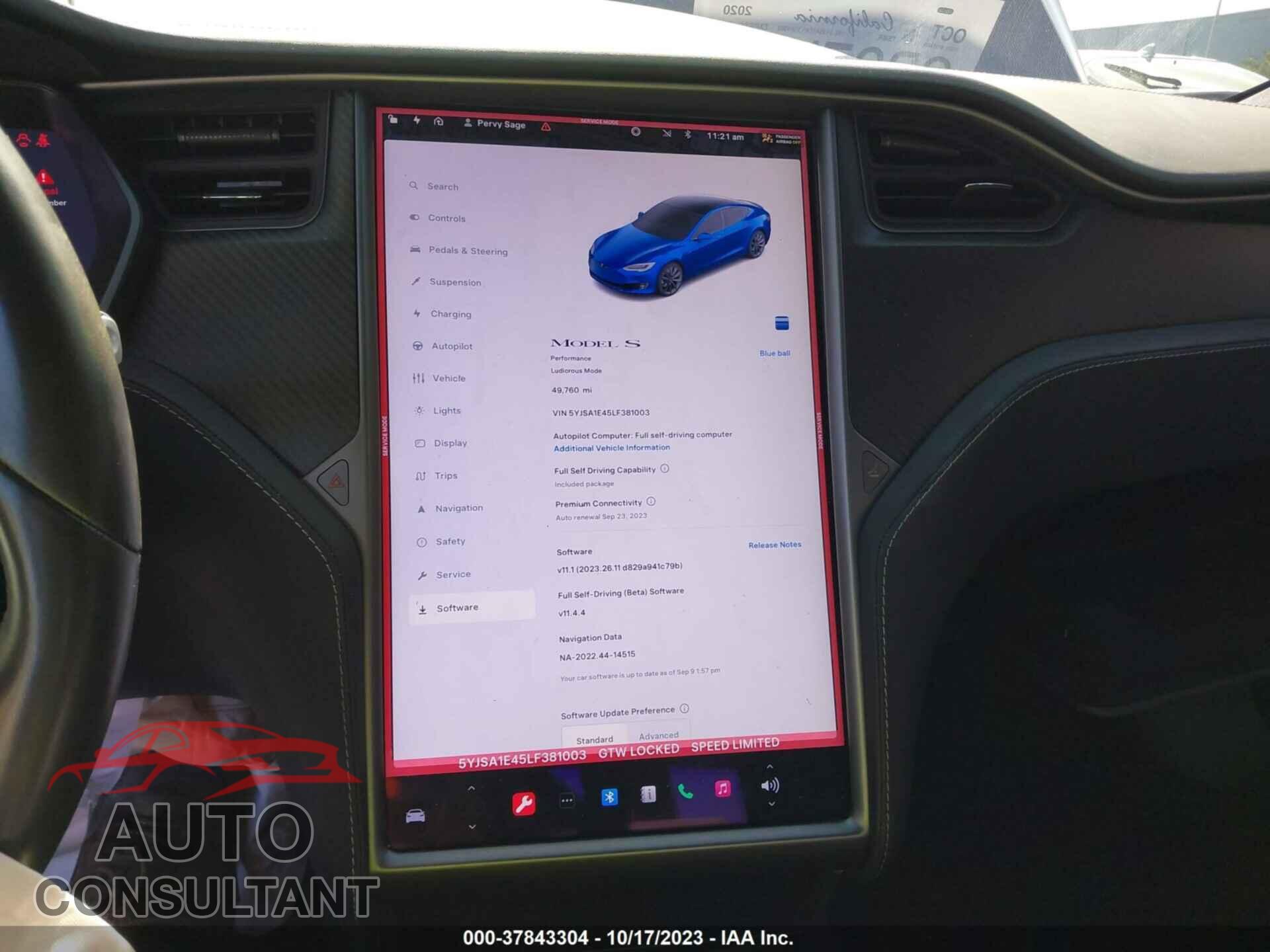 TESLA MODEL S 2020 - 5YJSA1E45LF381003