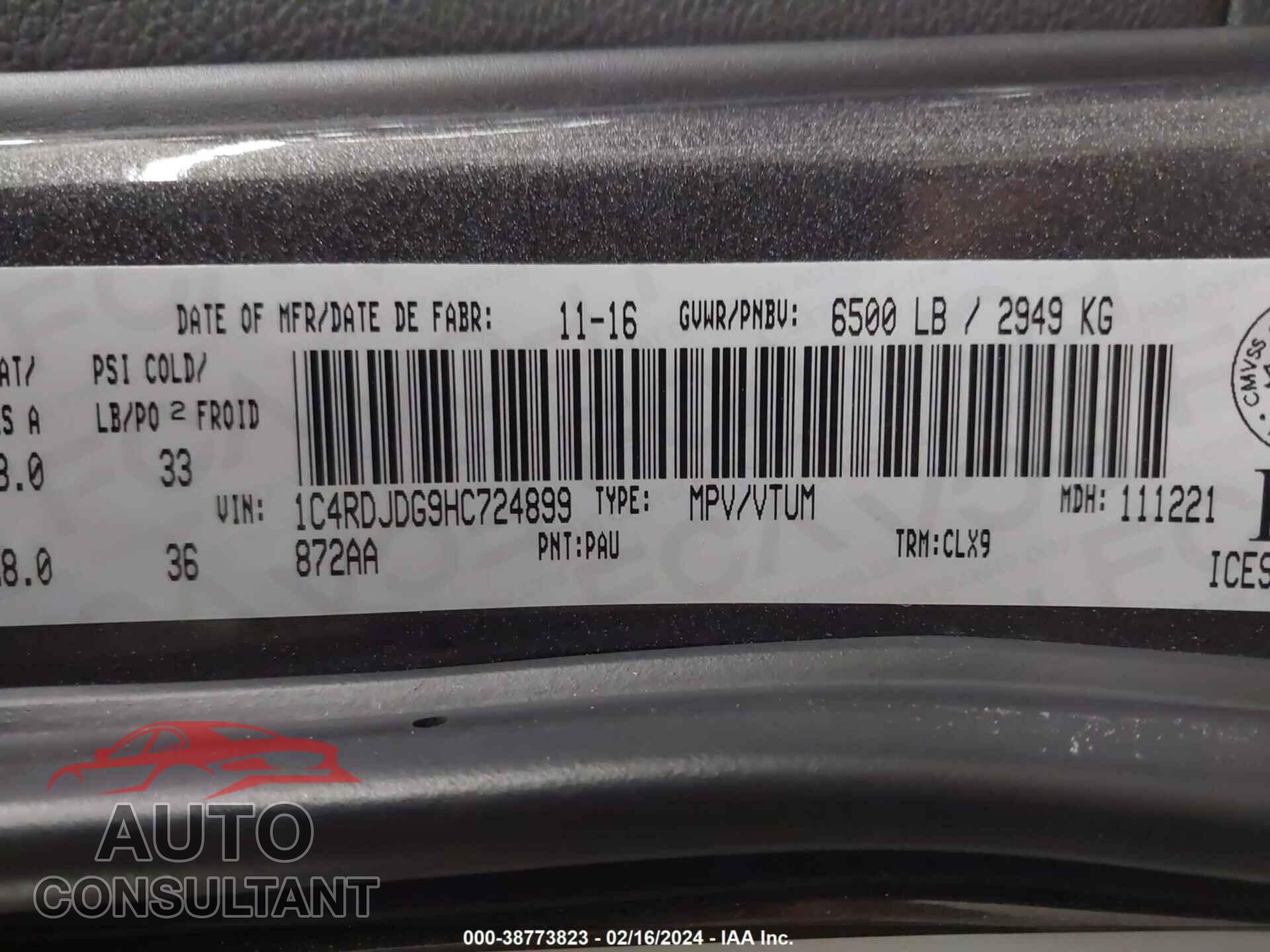 DODGE DURANGO 2017 - 1C4RDJDG9HC724899