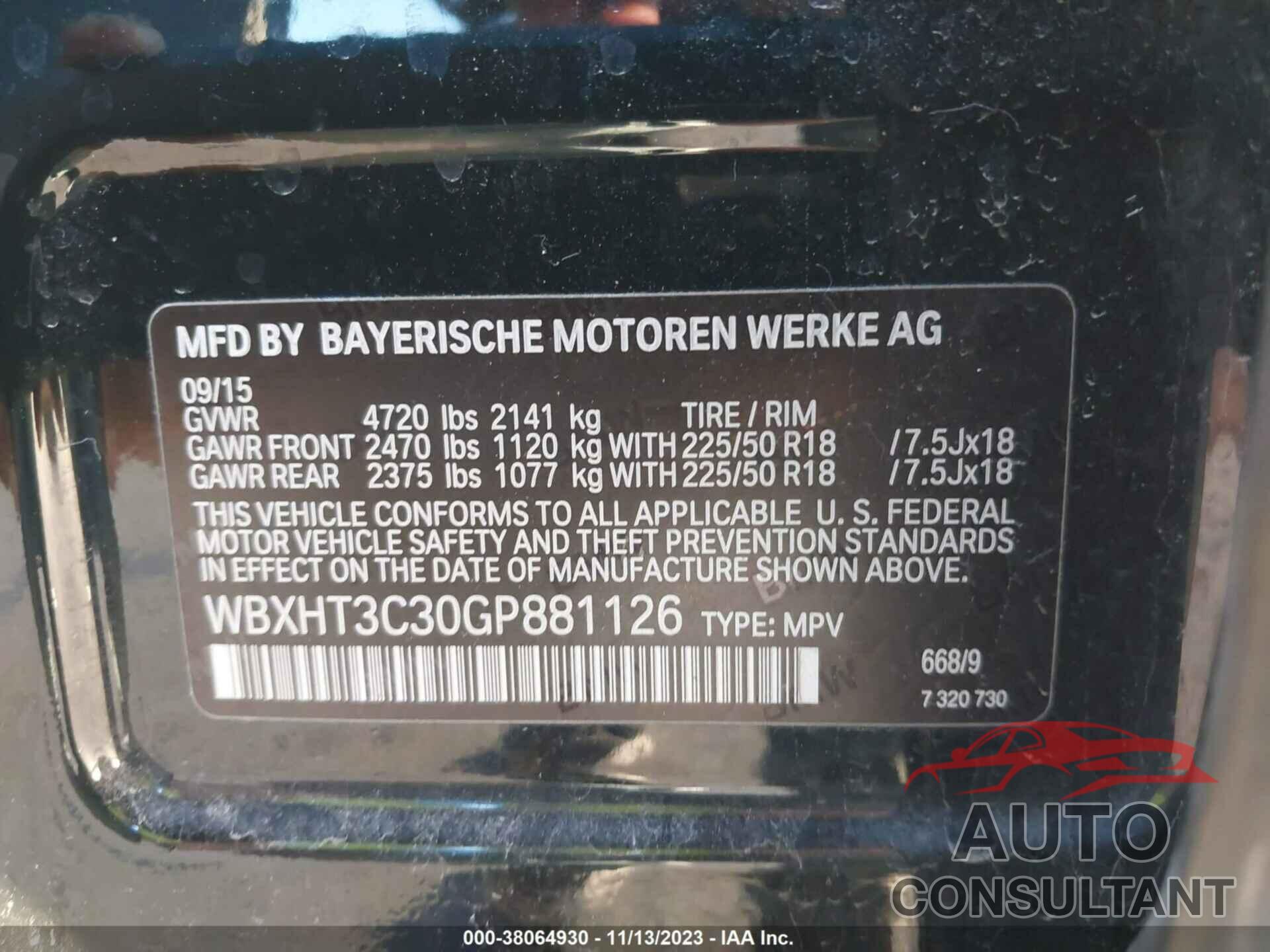 BMW X1 2016 - WBXHT3C30GP881126