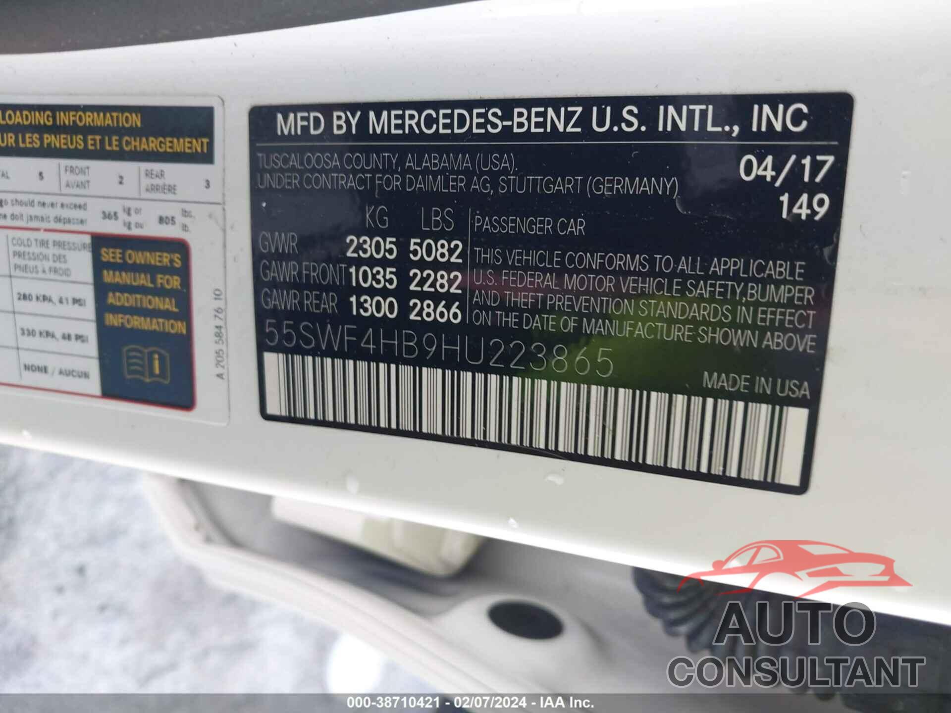 MERCEDES-BENZ C 350E 2017 - 55SWF4HB9HU223865