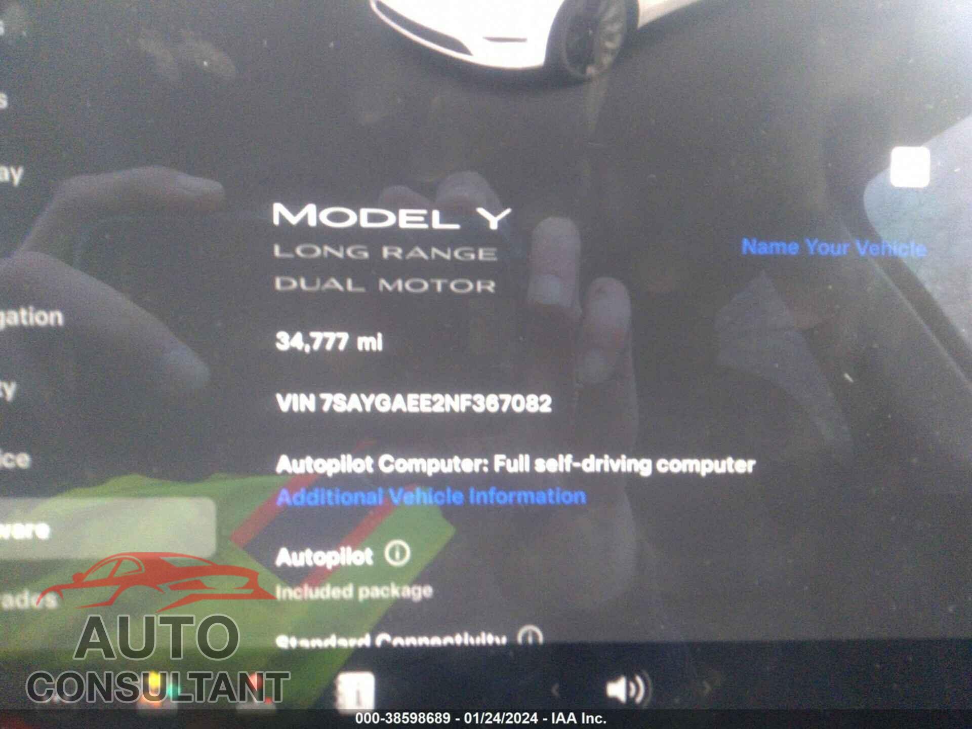 TESLA MODEL Y 2022 - 7SAYGAEE2NF367082