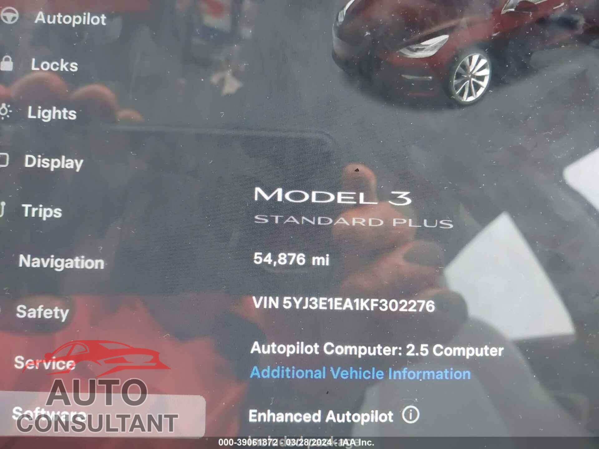 TESLA MODEL 3 2019 - 5YJ3E1EA1KF302276