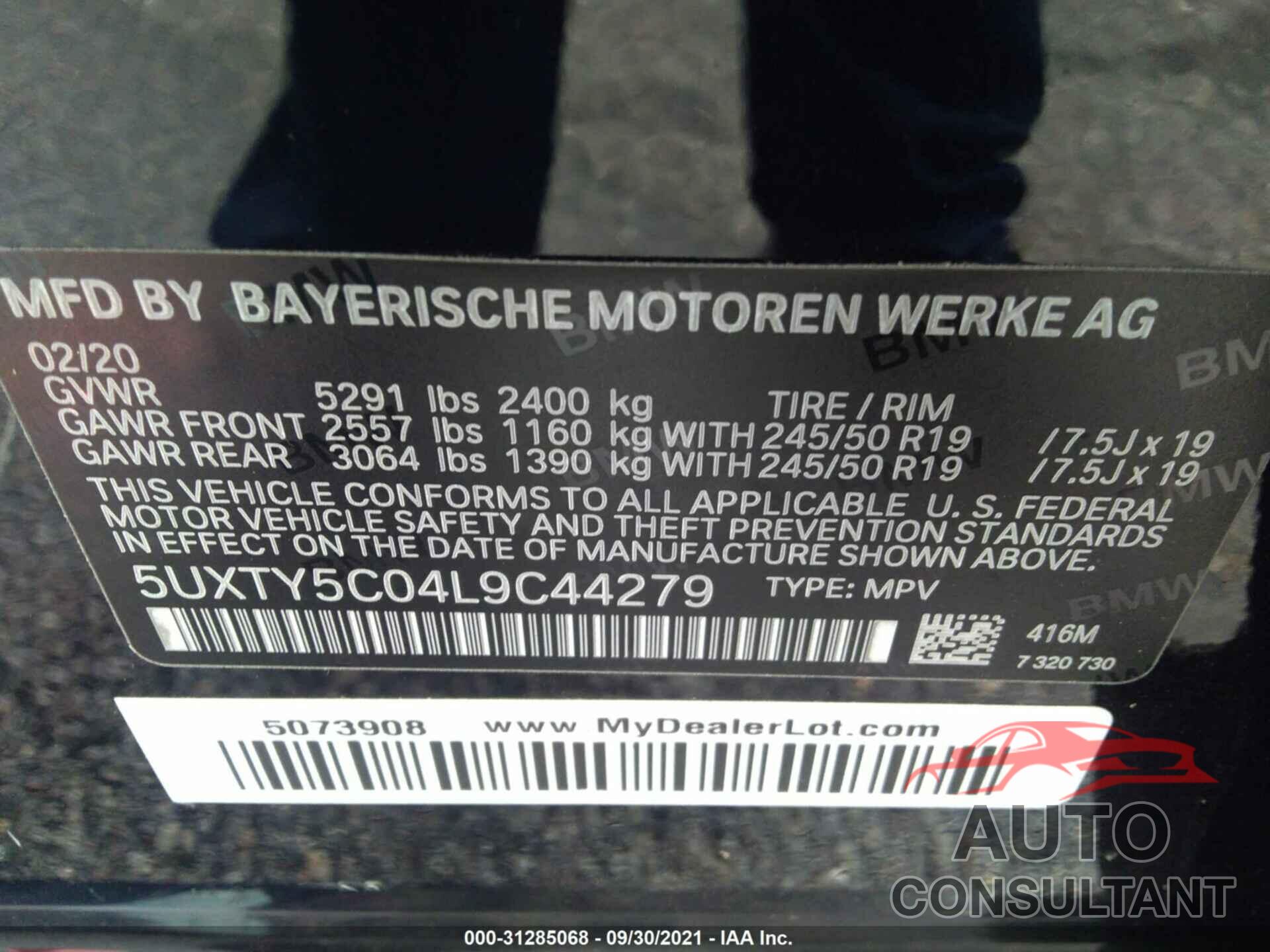 BMW X3 2020 - 5UXTY5C04L9C44279