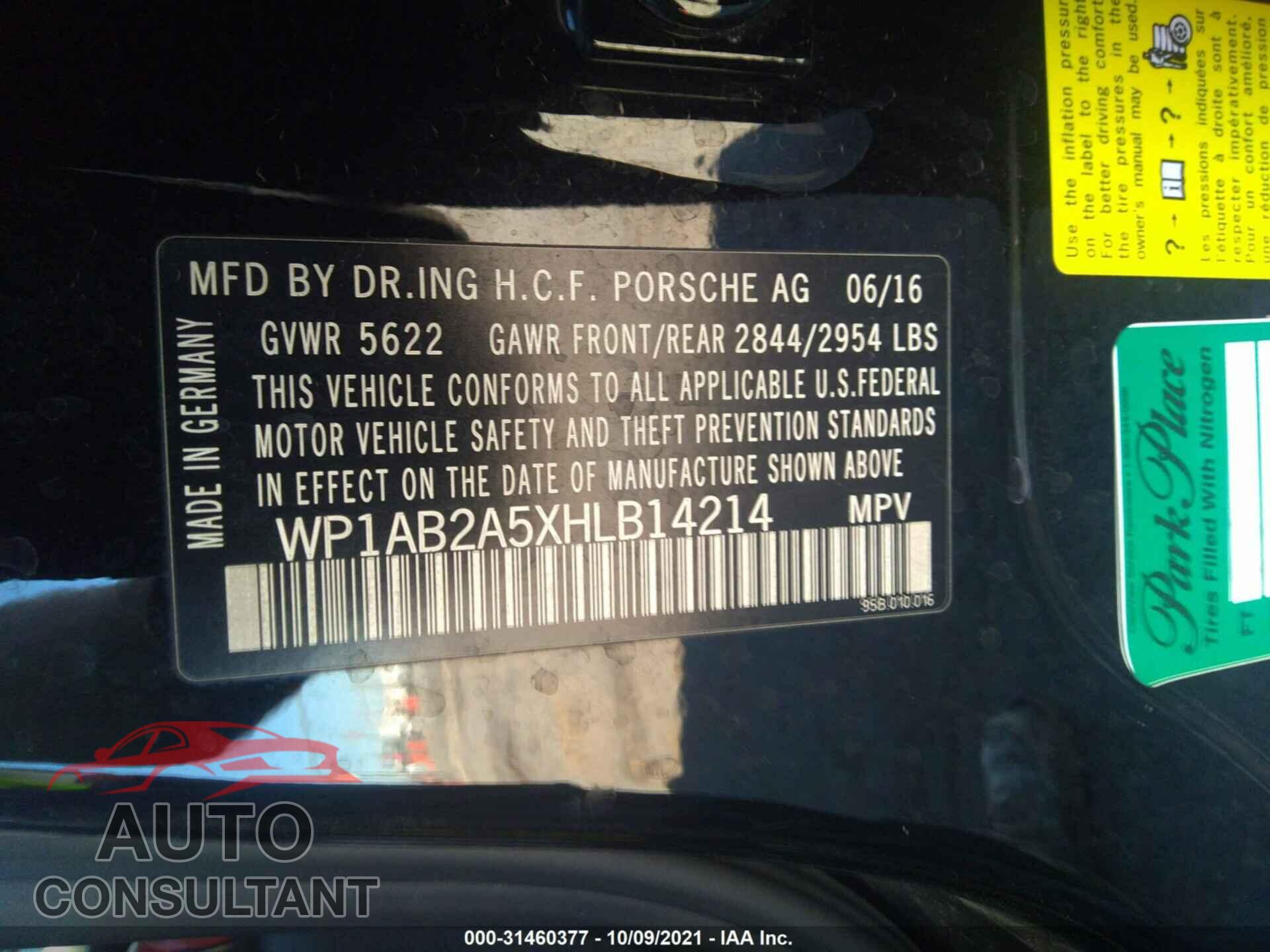 PORSCHE MACAN 2017 - WP1AB2A5XHLB14214