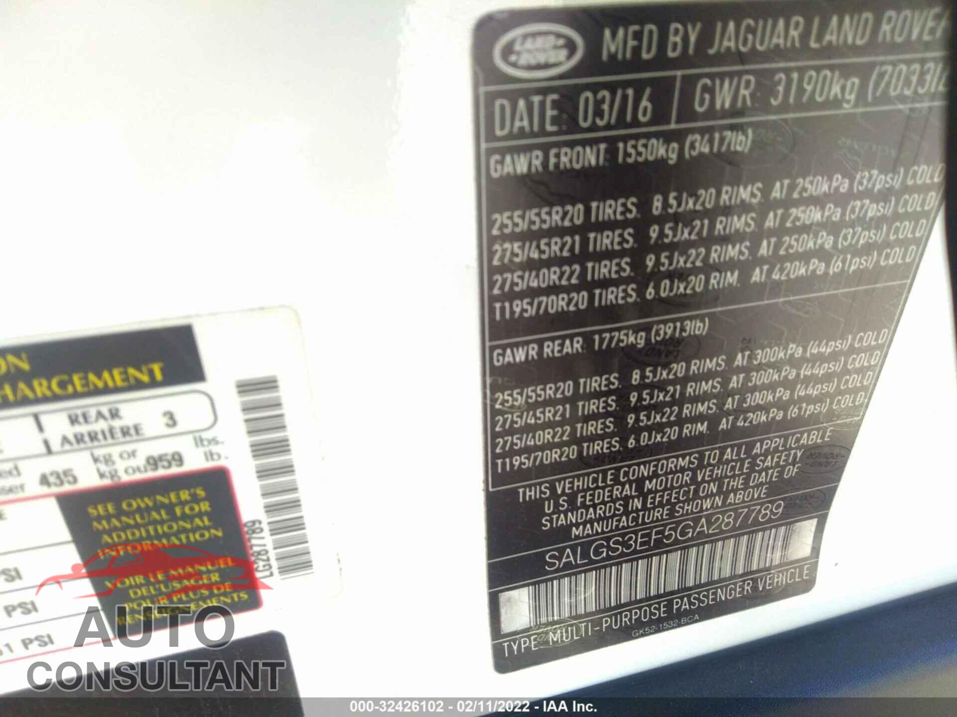 LAND ROVER RANGE ROVER 2016 - SALGS3EF5GA287789
