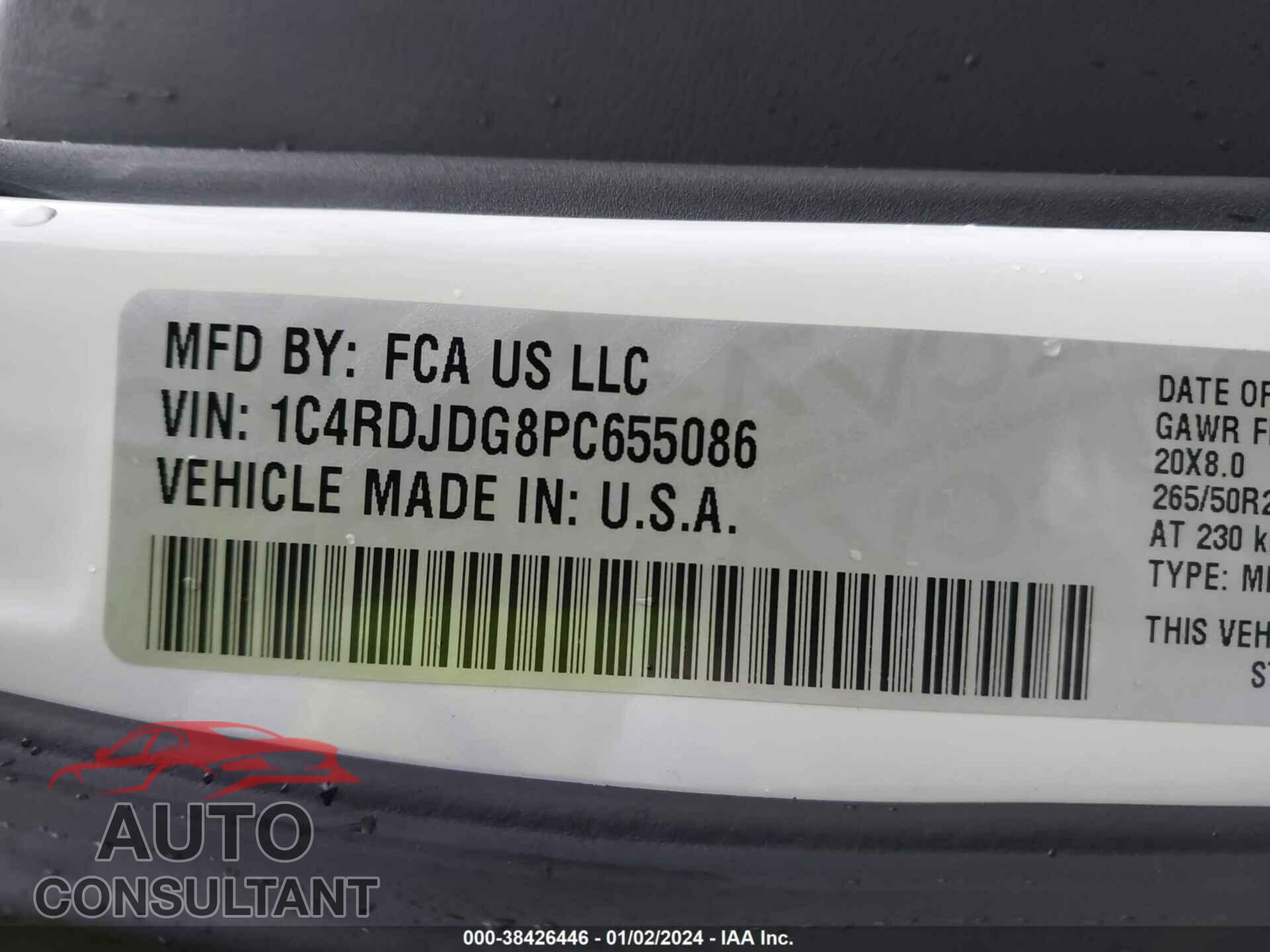 DODGE DURANGO 2023 - 1C4RDJDG8PC655086