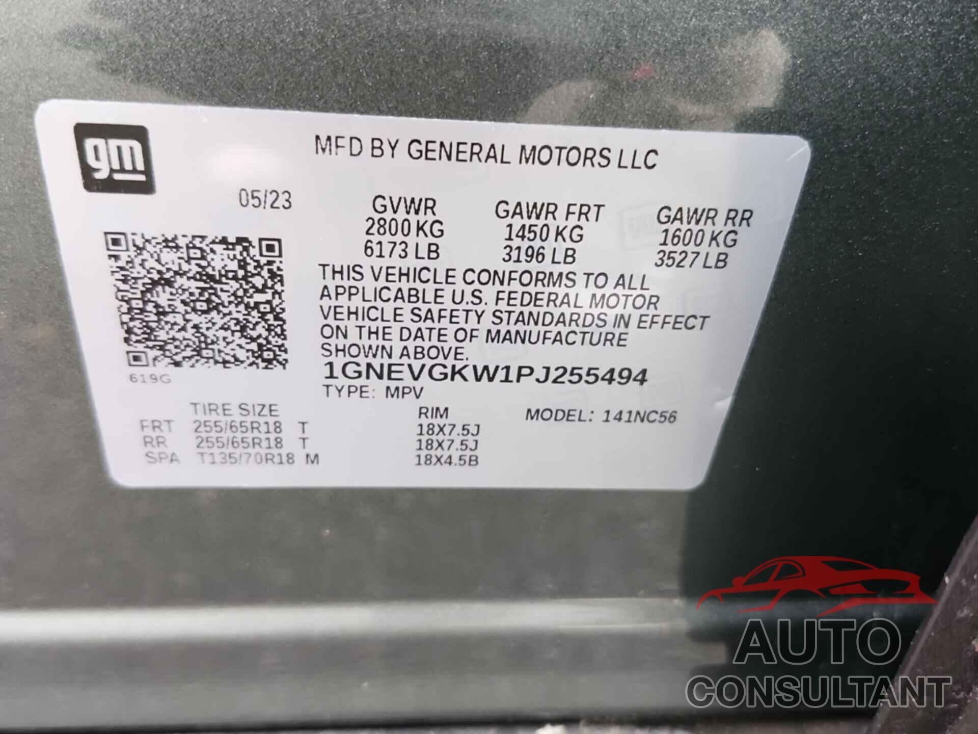 CHEVROLET TRAVERSE 2023 - 1GNEVGKW1PJ255494