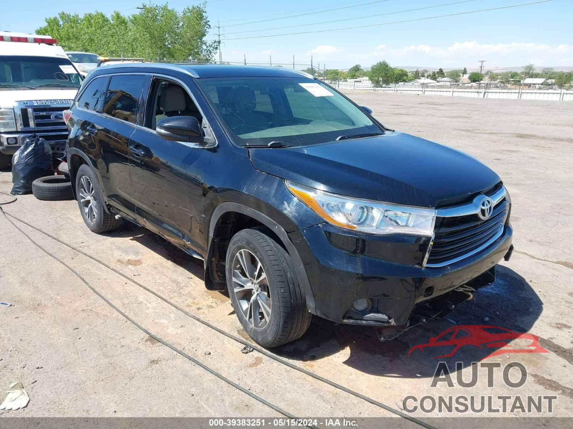 TOYOTA HIGHLANDER 2016 - 5TDJKRFH9GS258394