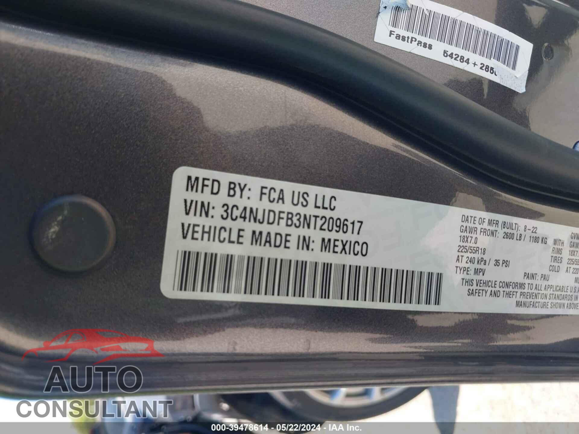 JEEP COMPASS 2022 - 3C4NJDFB3NT209617