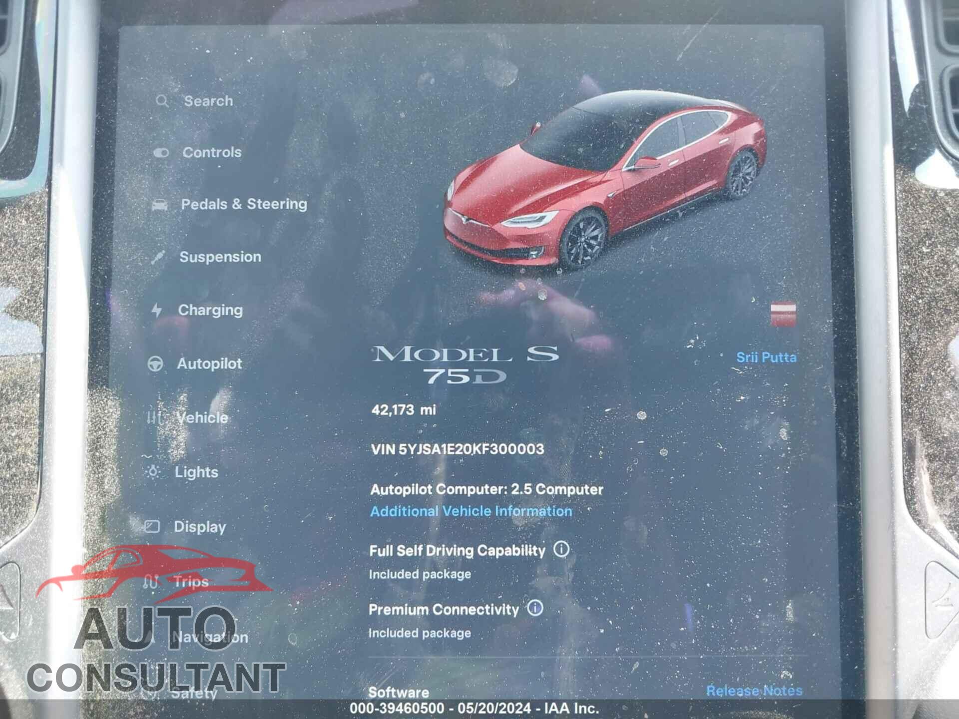 TESLA MODEL S 2019 - 5YJSA1E20KF300003
