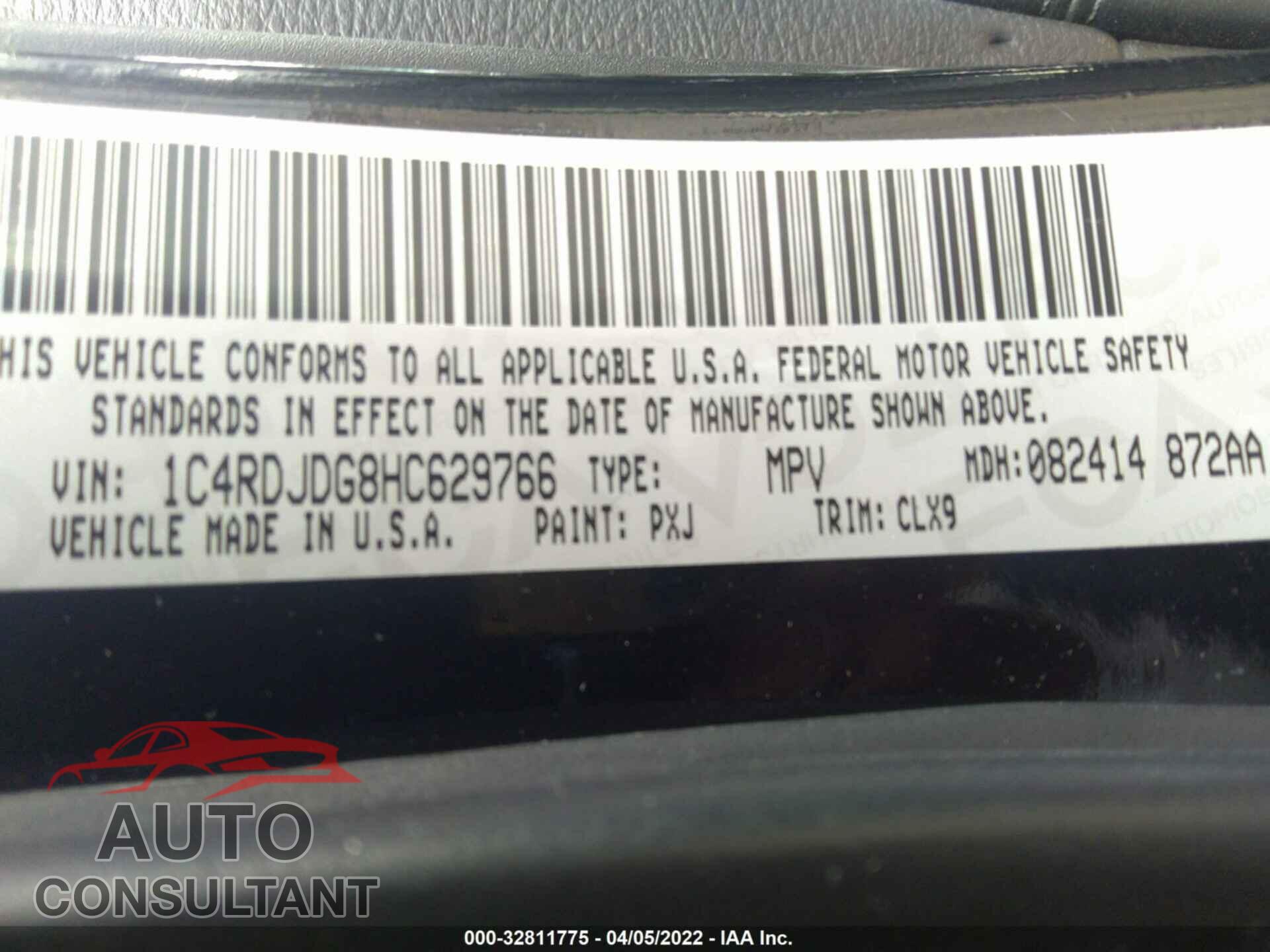 DODGE DURANGO 2017 - 1C4RDJDG8HC629766