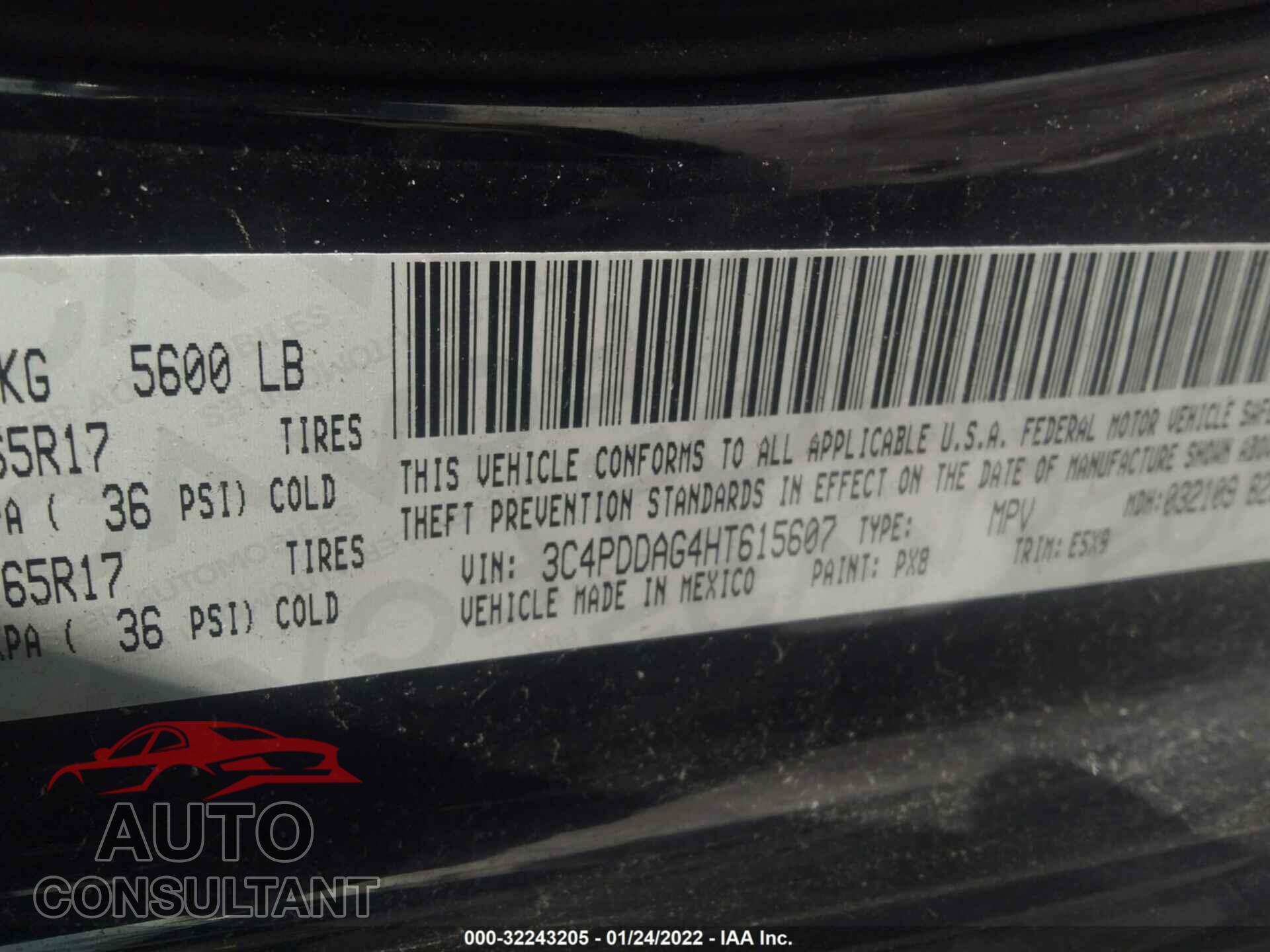 DODGE JOURNEY 2017 - 3C4PDDAG4HT615607