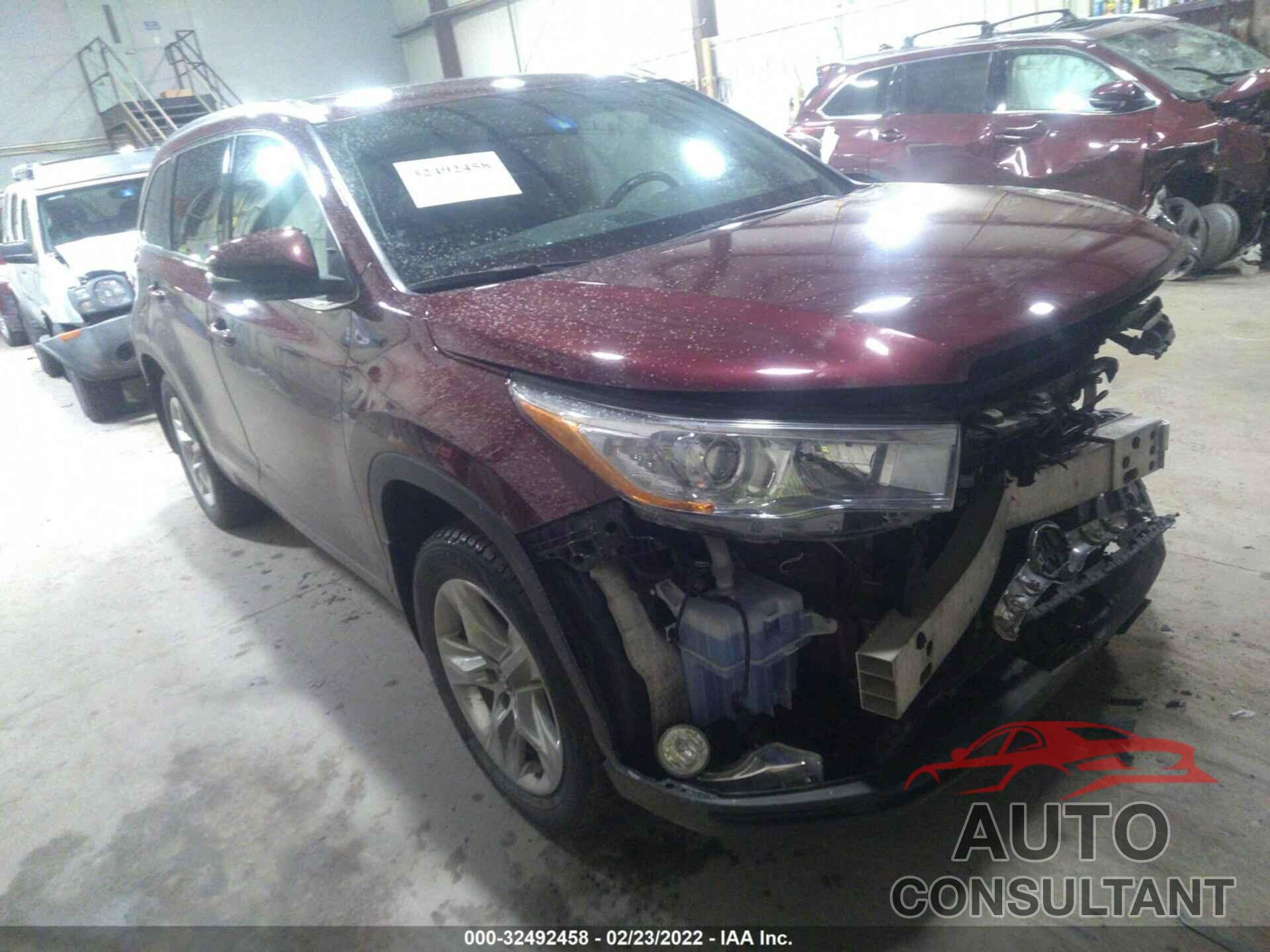 TOYOTA HIGHLANDER 2016 - 5TDDKRFH9GS350554