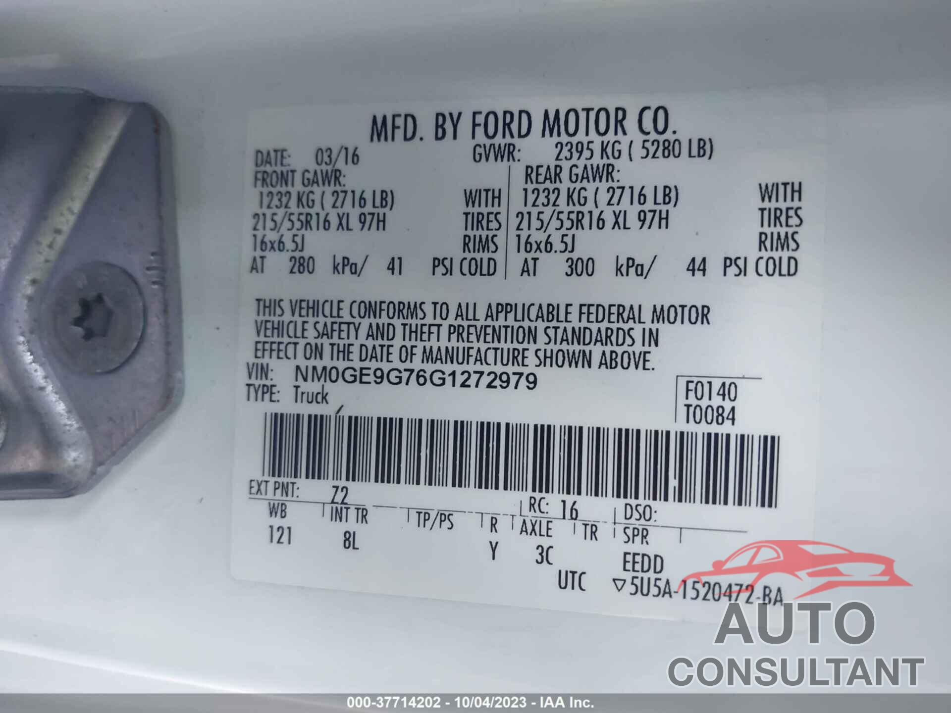 FORD TRANSIT CONNECT 2016 - NM0GE9G76G1272979