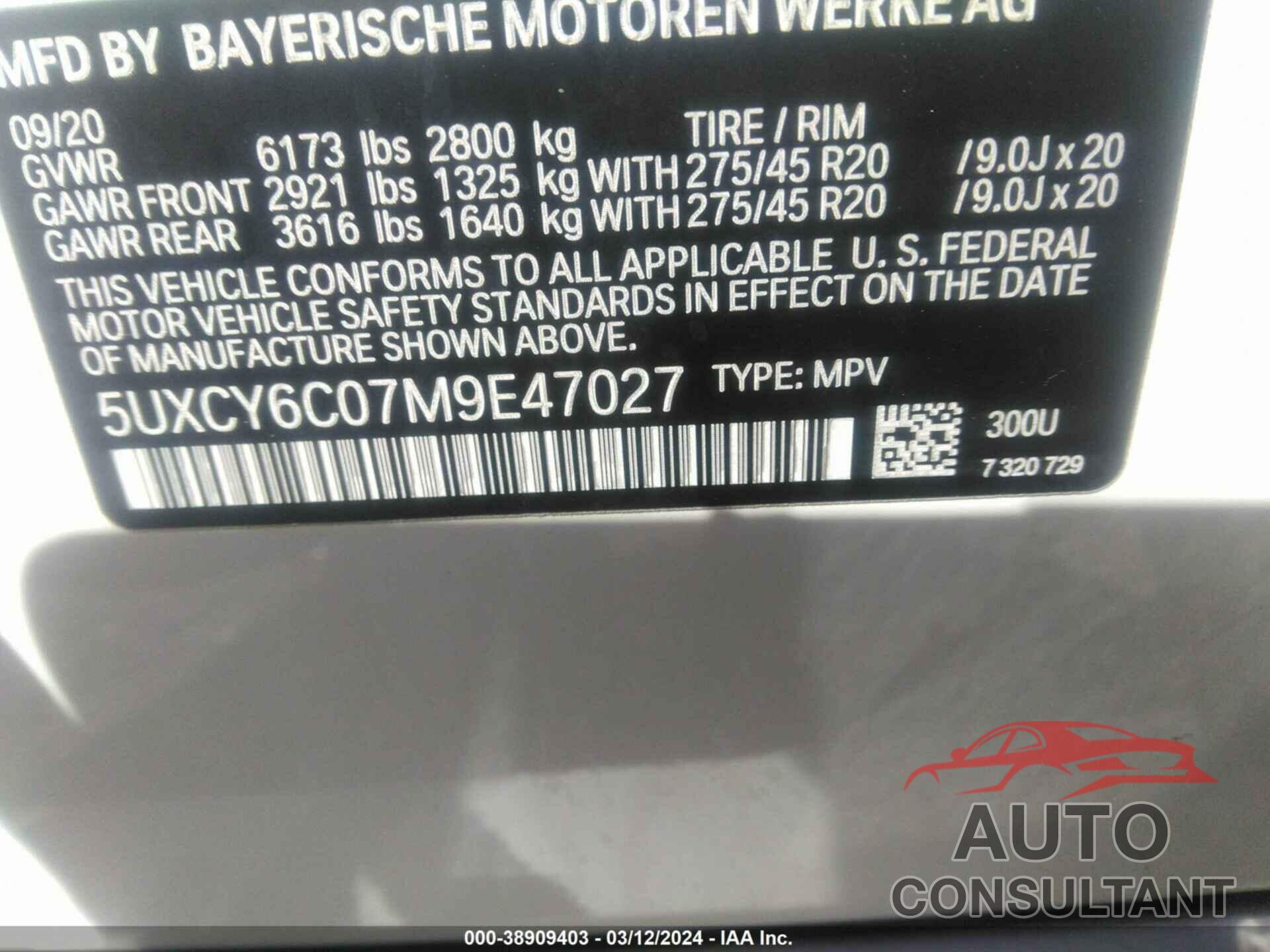 BMW X6 2021 - 5UXCY6C07M9E47027