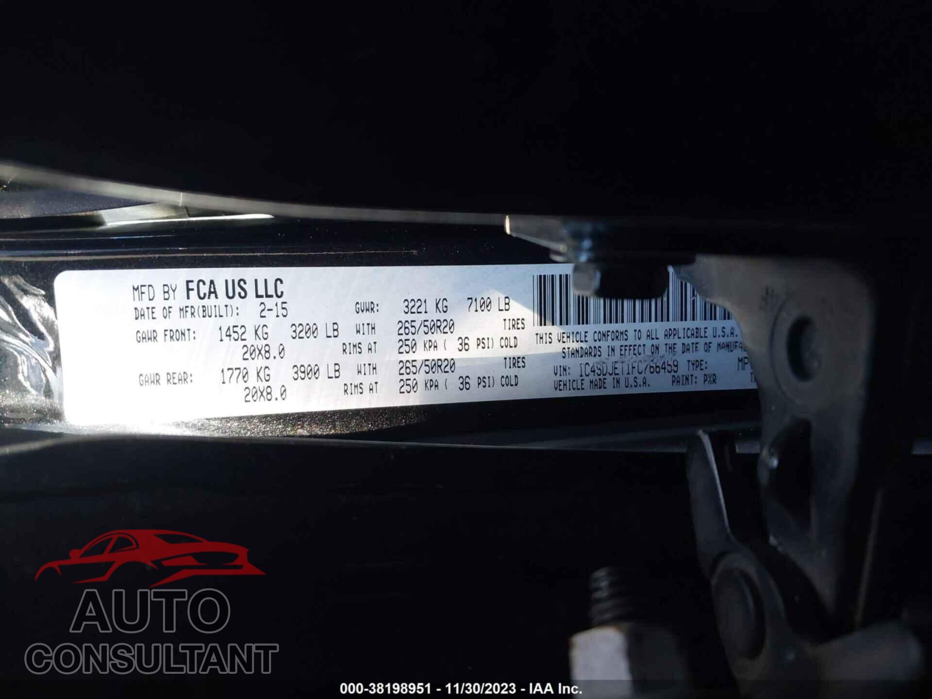 DODGE DURANGO 2015 - 1C4SDJET1FC766459