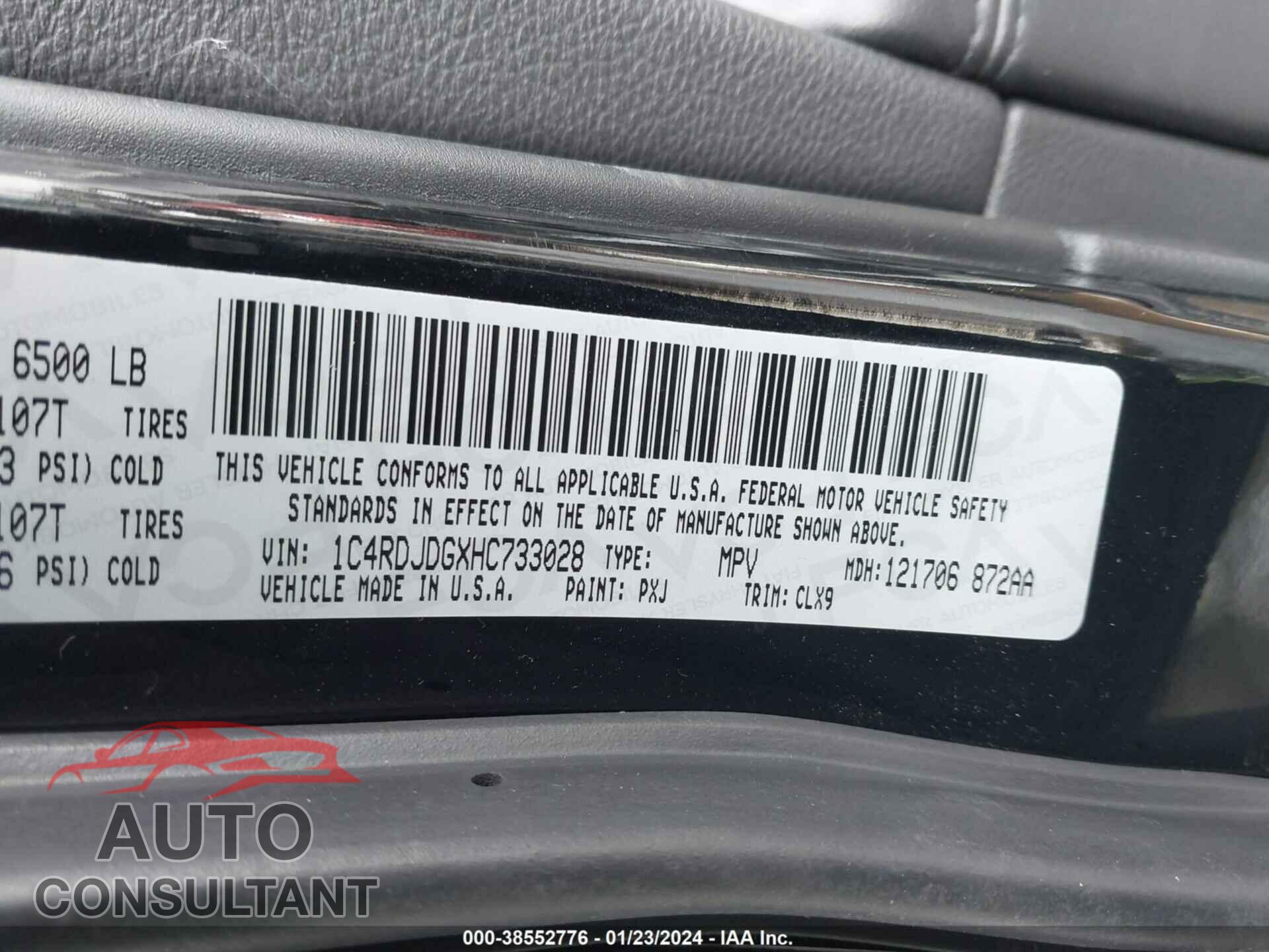 DODGE DURANGO 2017 - 1C4RDJDGXHC733028