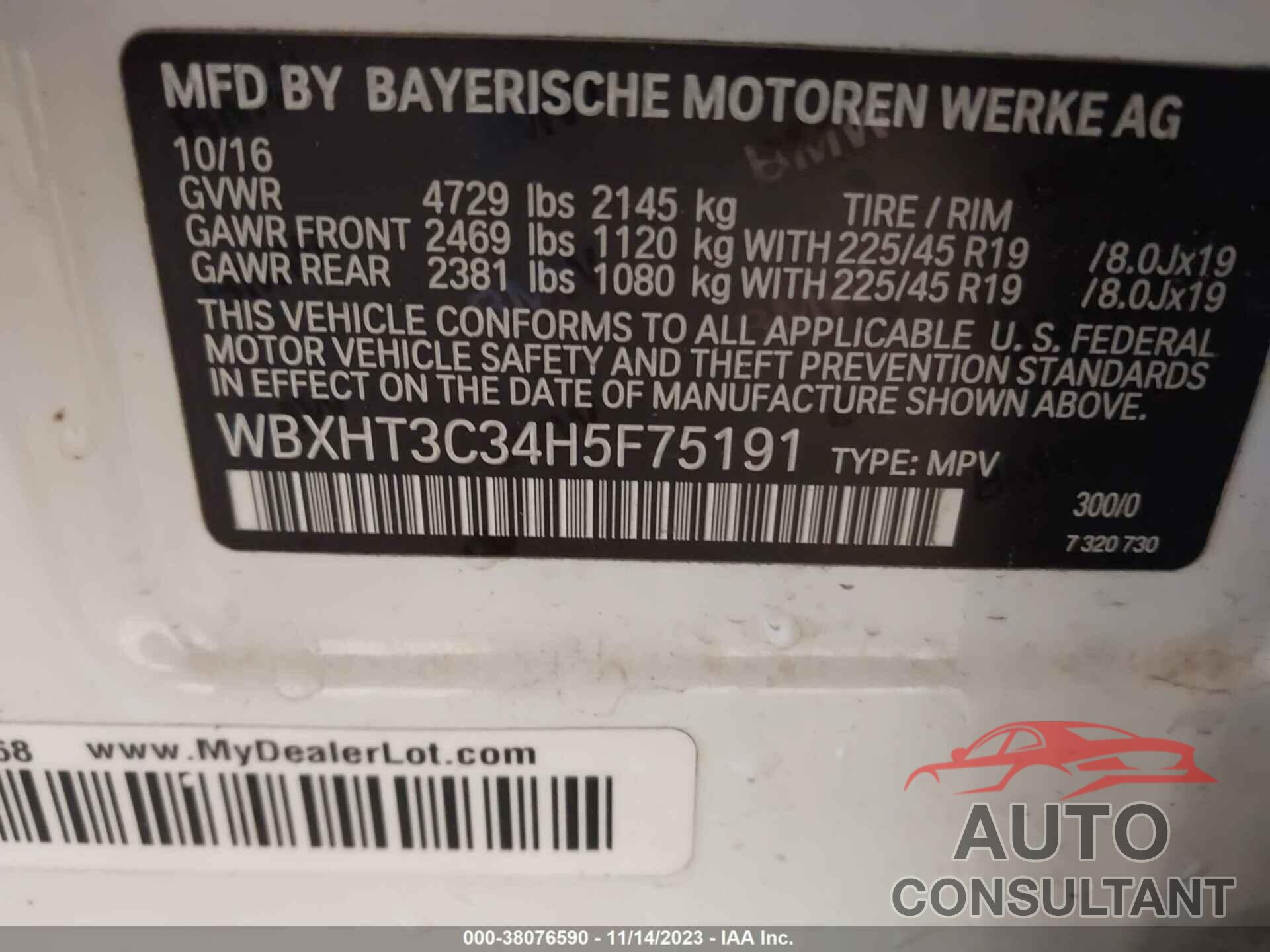BMW X1 2017 - WBXHT3C34H5F75191