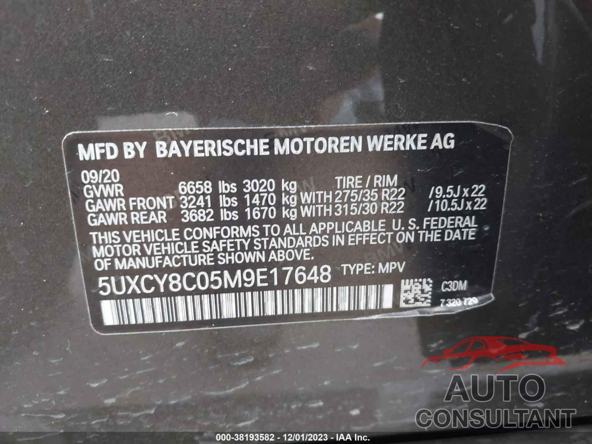 BMW X6 2021 - 5UXCY8C05M9E17648