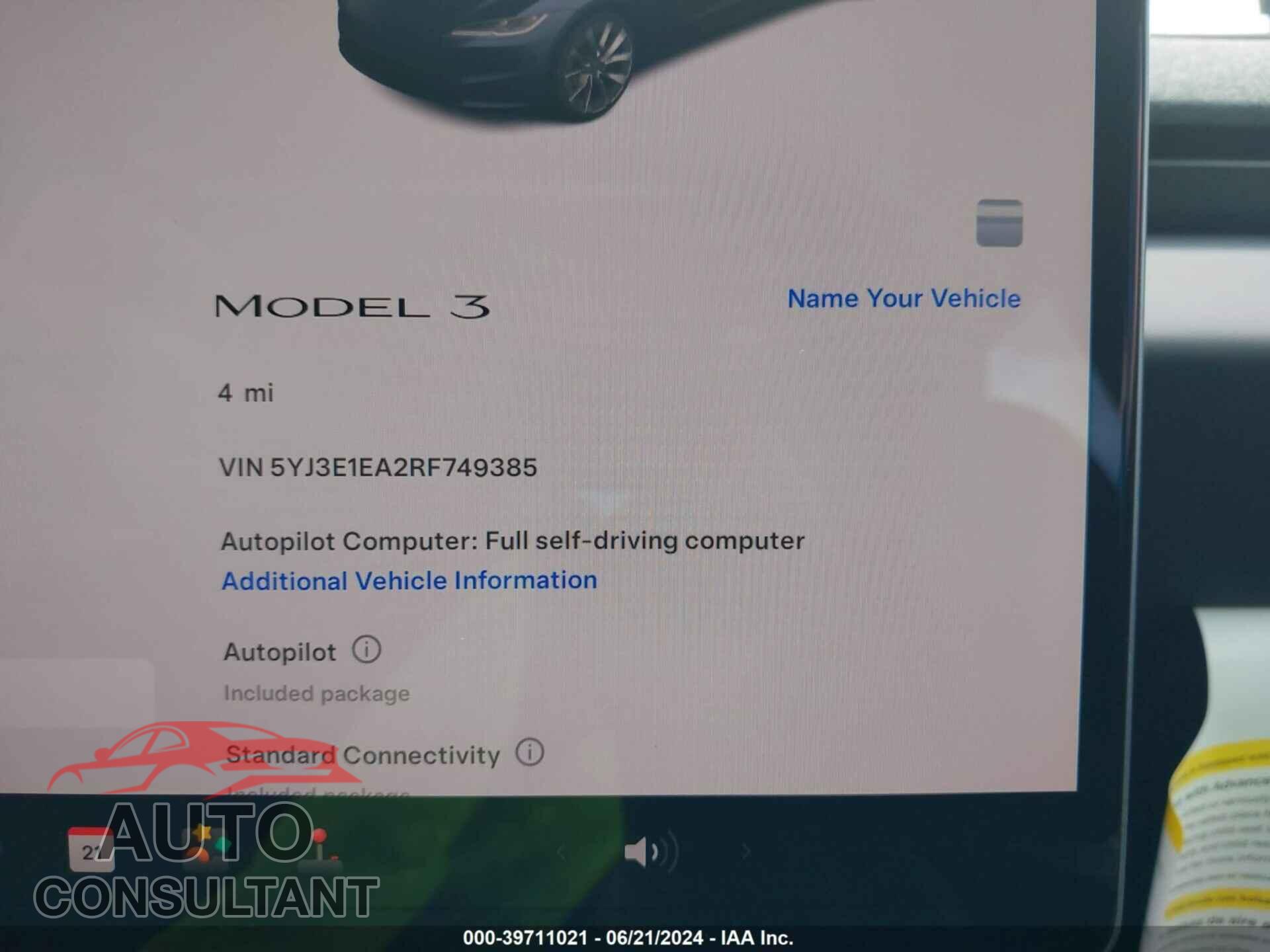 TESLA MODEL 3 2024 - 5YJ3E1EA2RF749385