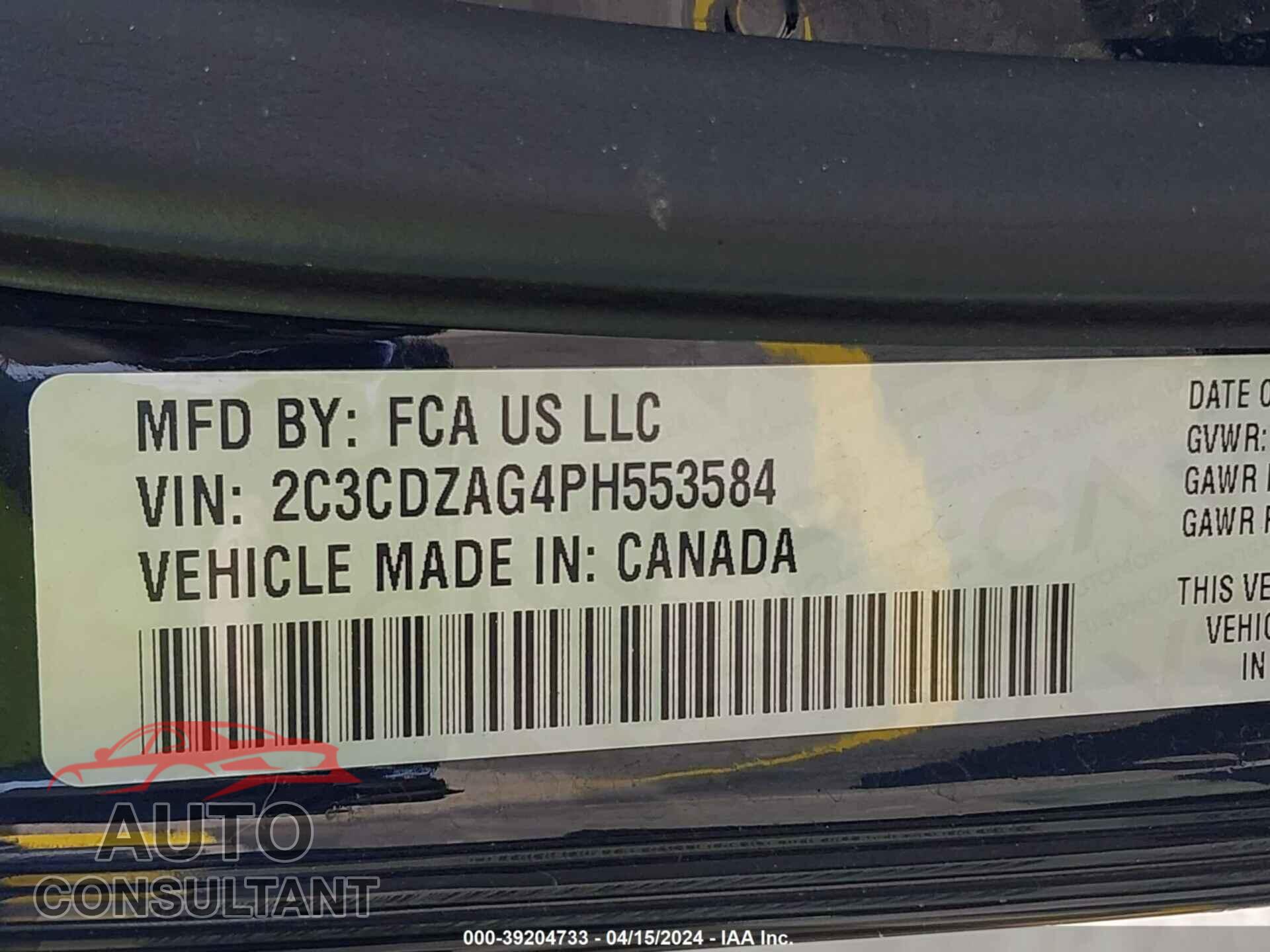 DODGE CHALLENGER 2023 - 2C3CDZAG4PH553584