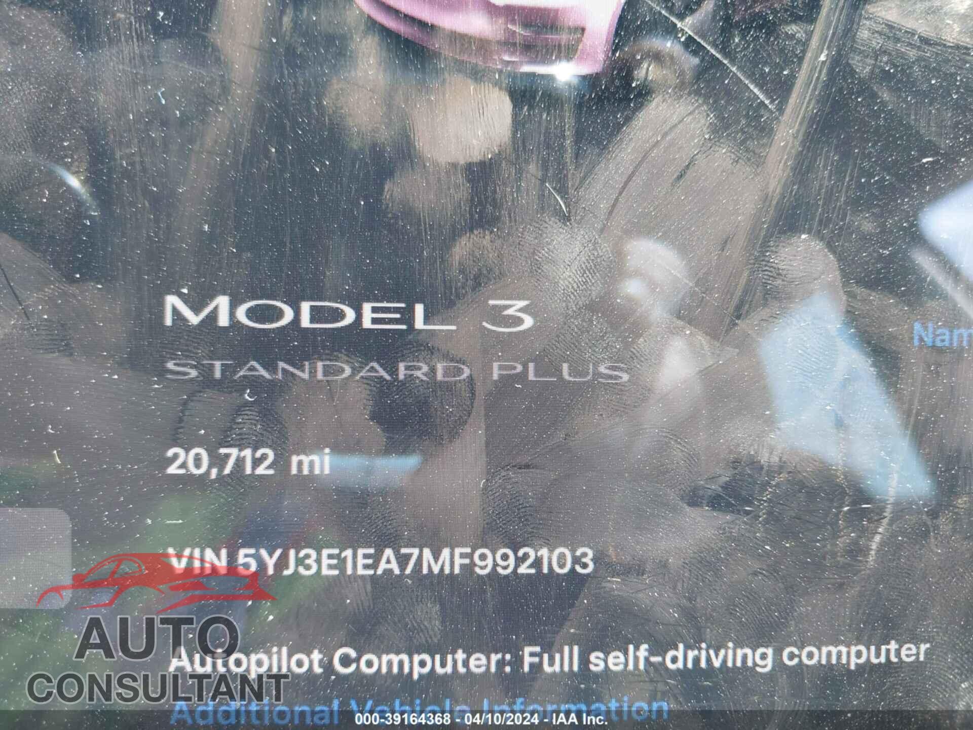 TESLA MODEL 3 2021 - 5YJ3E1EA7MF992103