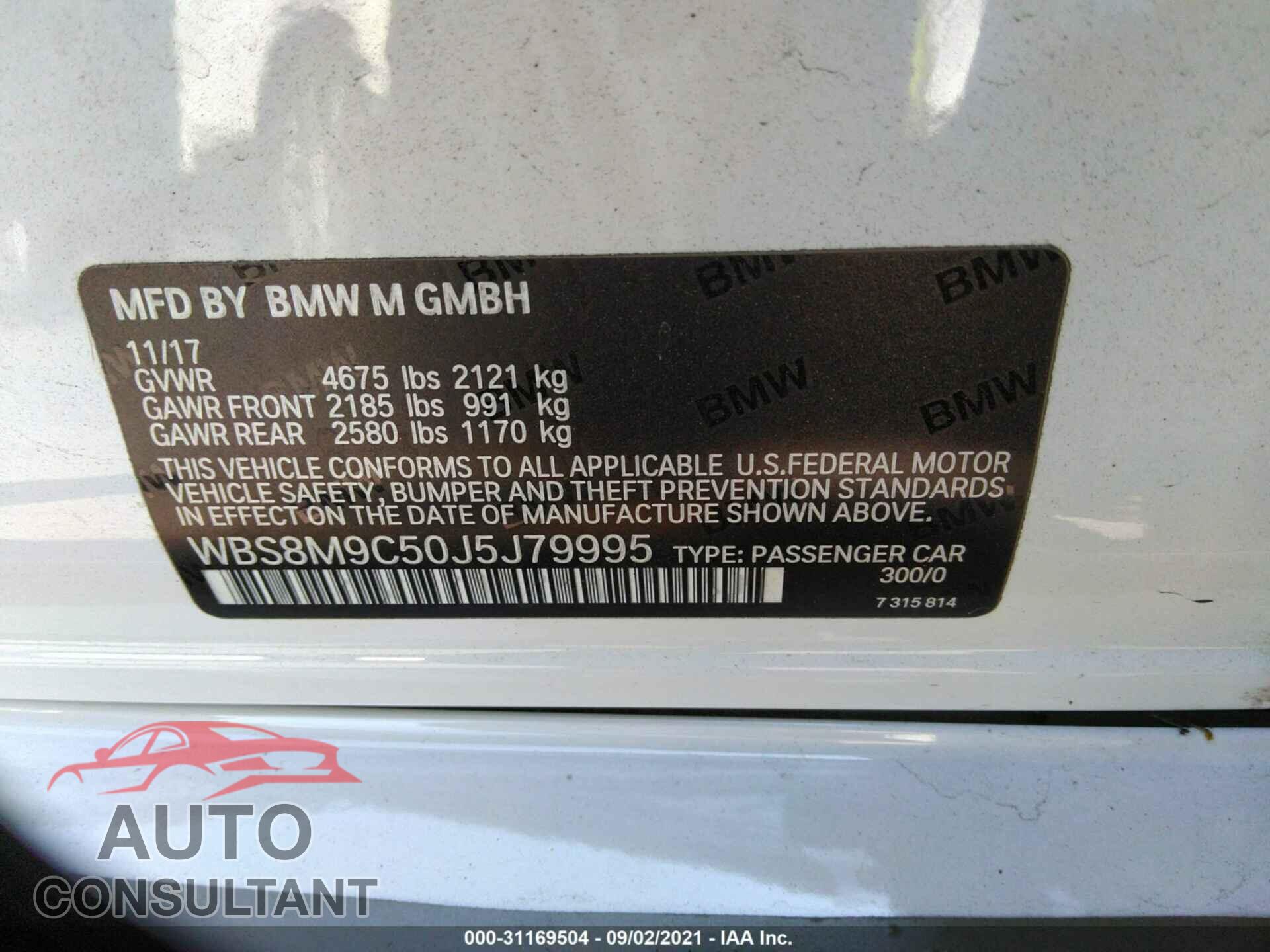 BMW M3 2018 - WBS8M9C50J5J79995