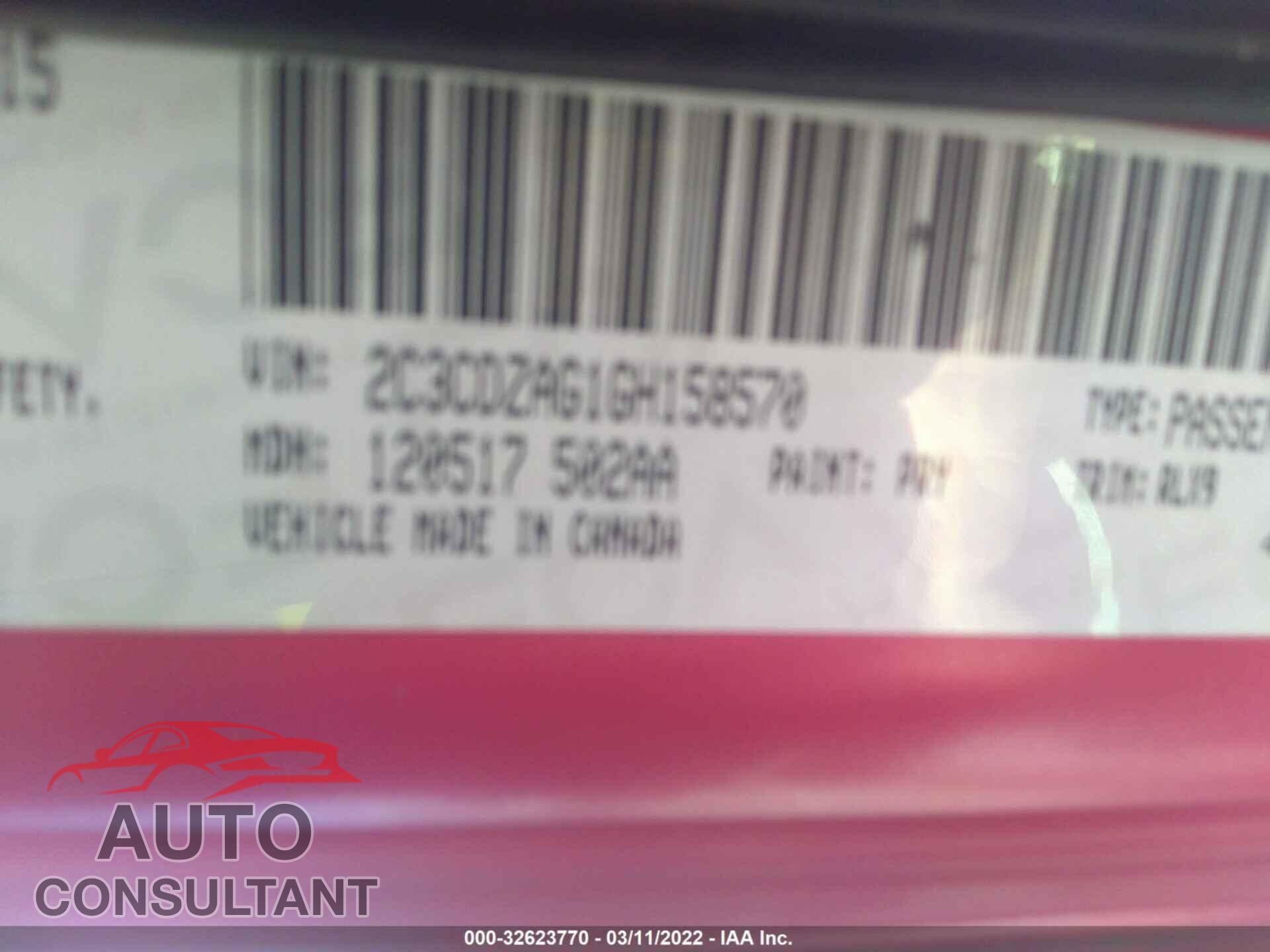 DODGE CHALLENGER 2016 - 2C3CDZAG1GH158570