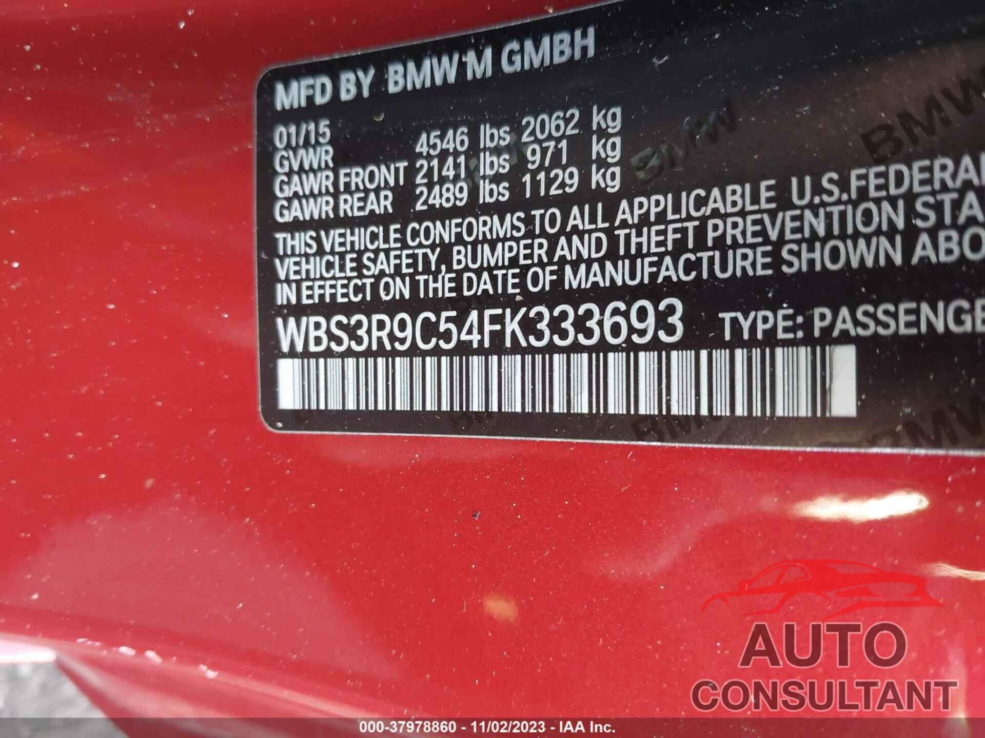 BMW M4 2015 - WBS3R9C54FK333693
