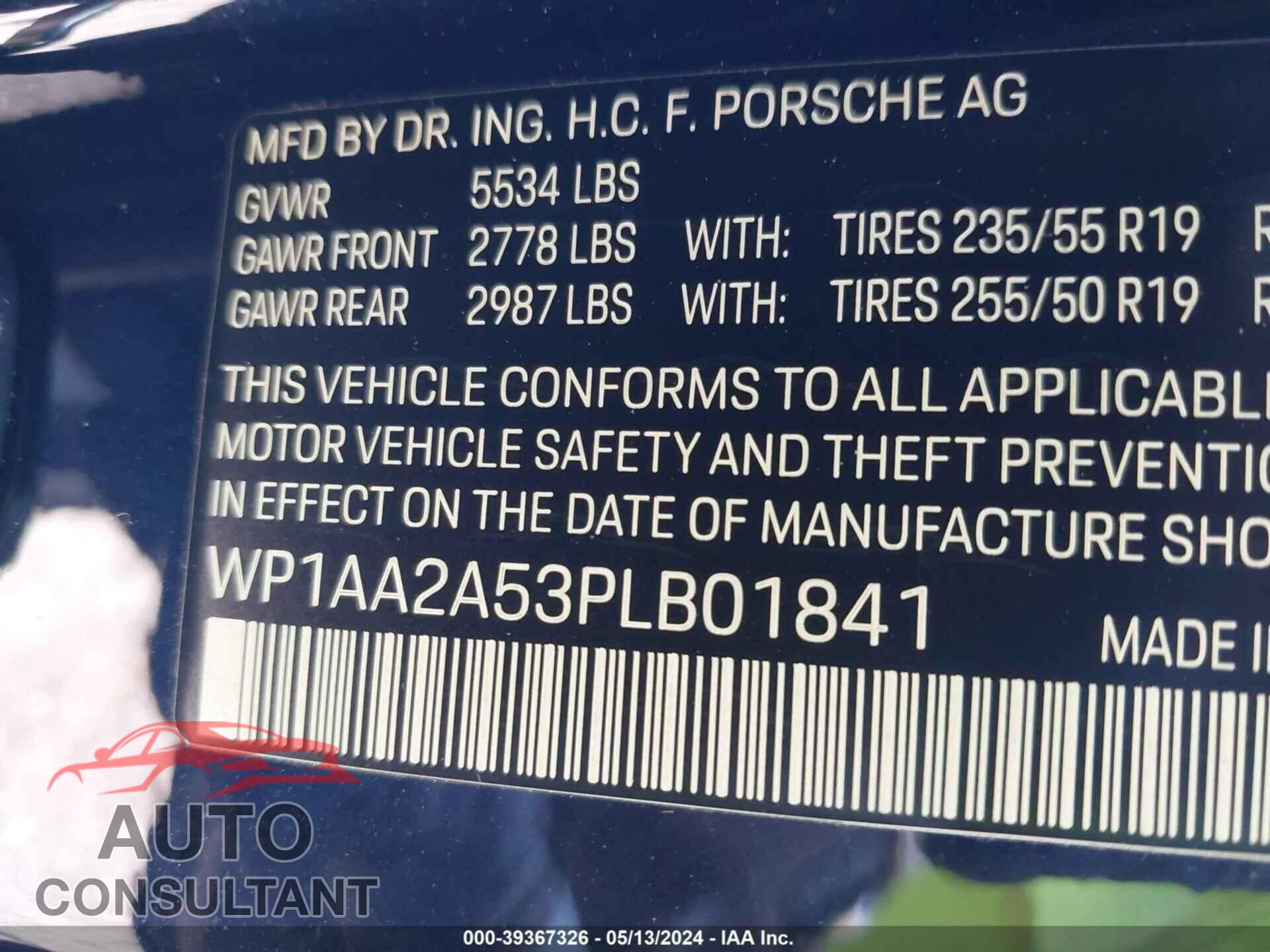 PORSCHE MACAN 2023 - WP1AA2A53PLB01841