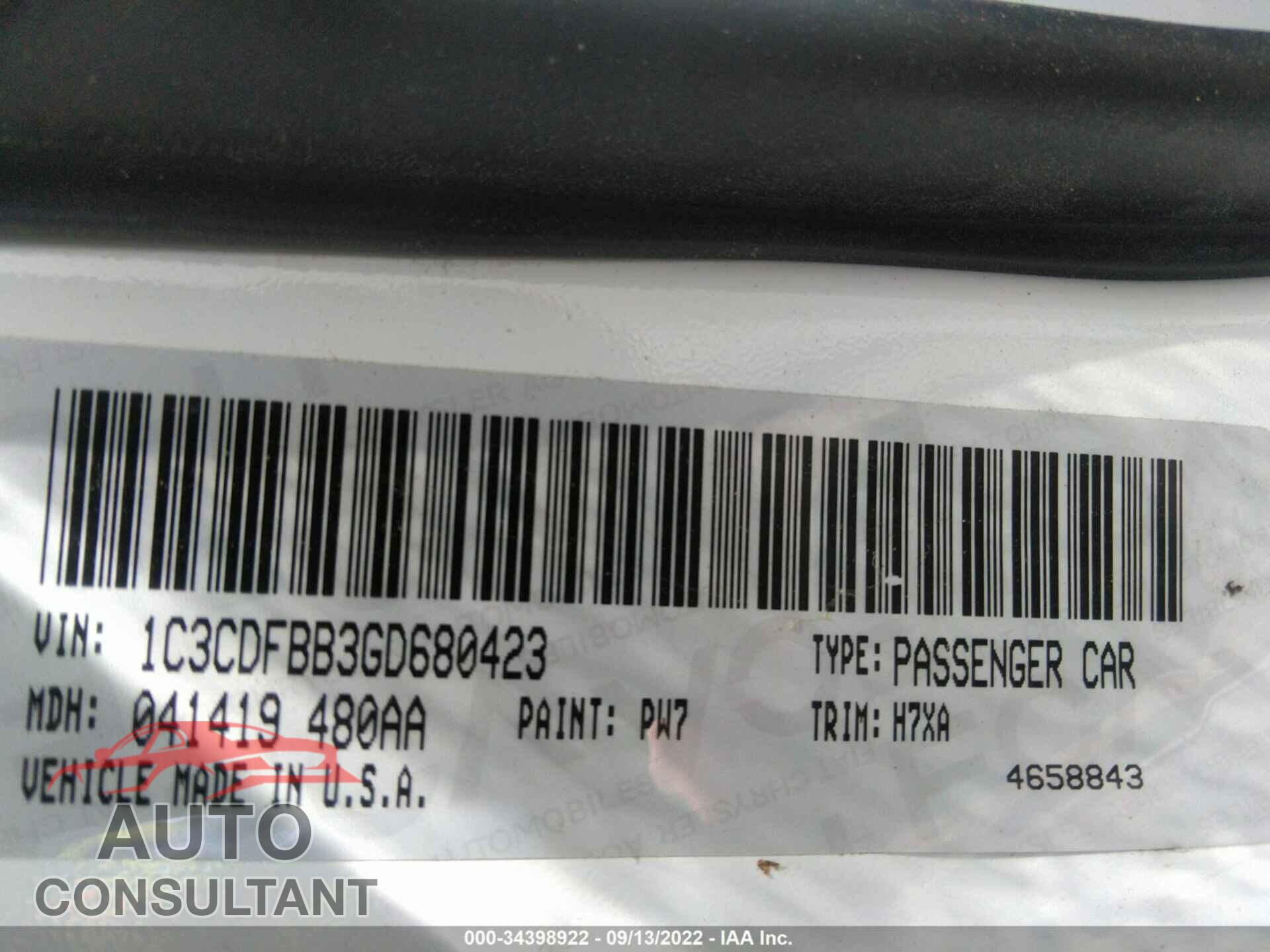 DODGE DART 2016 - 1C3CDFBB3GD680423