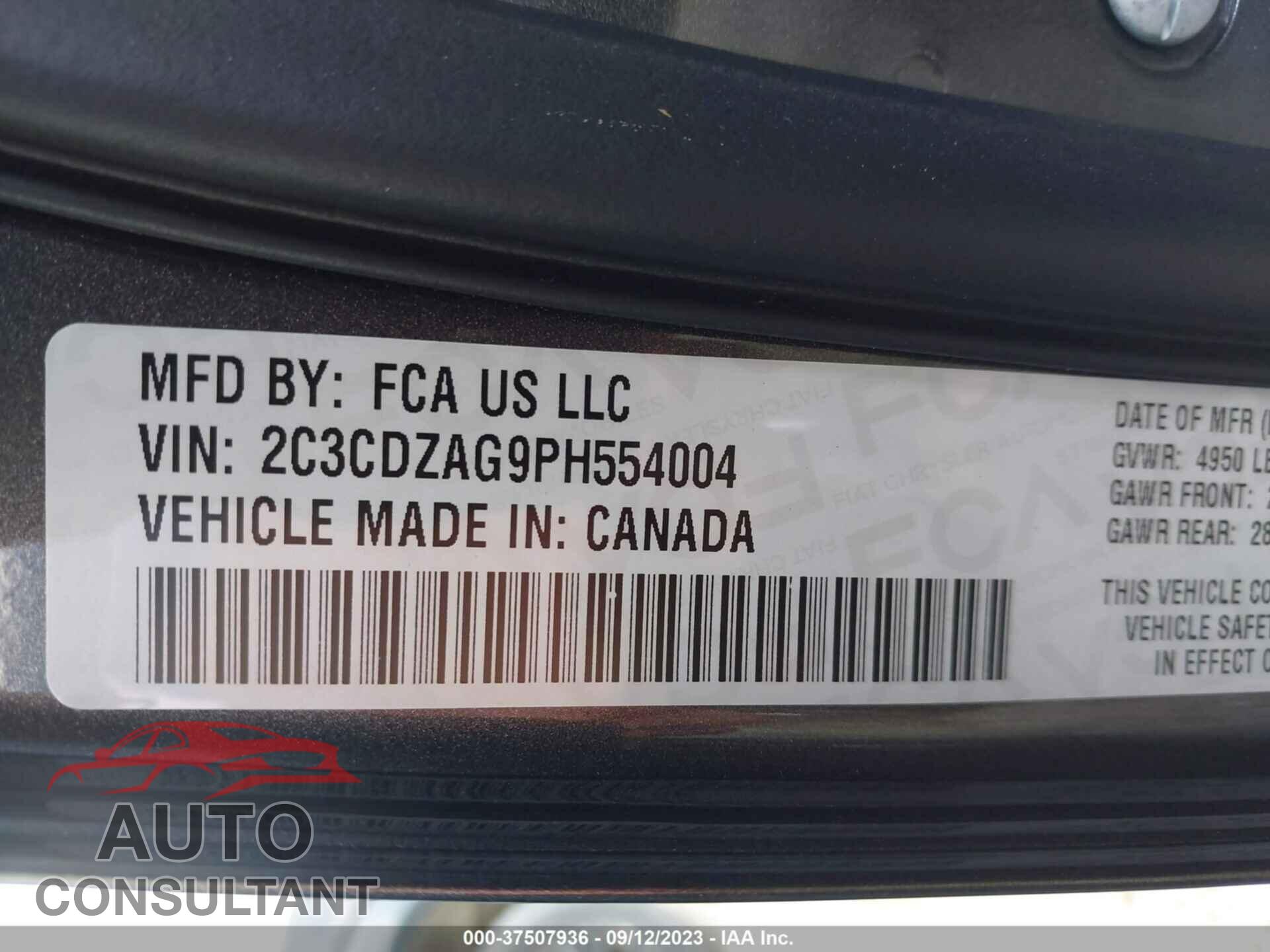 DODGE CHALLENGER 2023 - 2C3CDZAG9PH554004