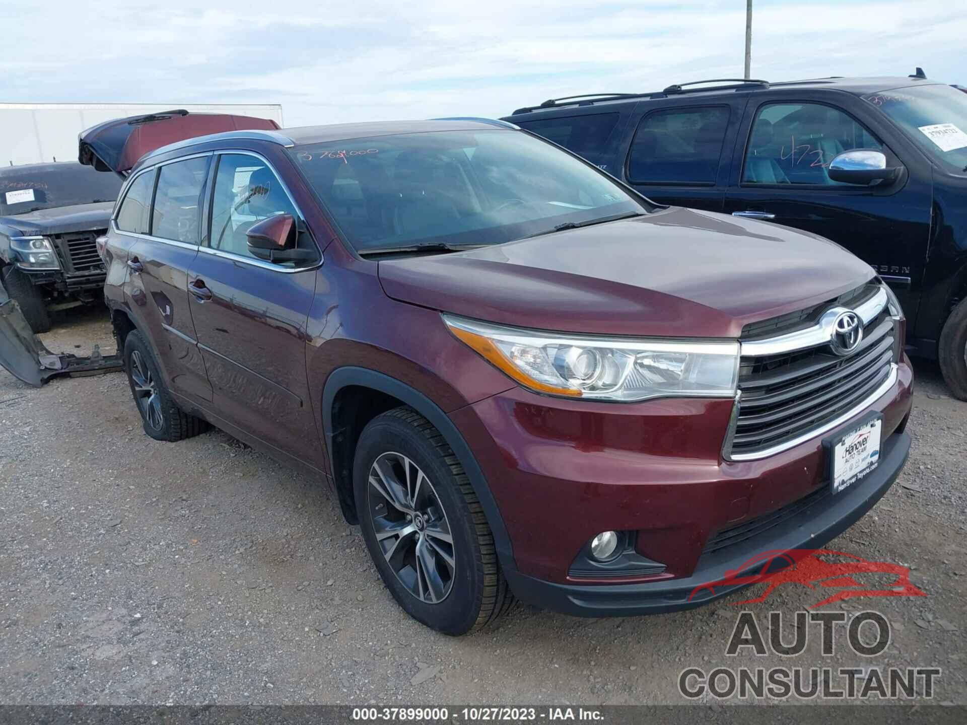 TOYOTA HIGHLANDER 2016 - 5TDJKRFH9GS333160