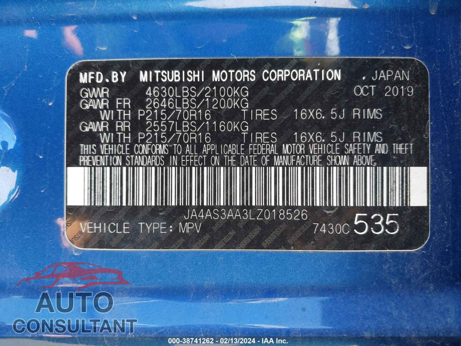 MITSUBISHI ECLIPSE CROSS 2020 - JA4AS3AA3LZ018526