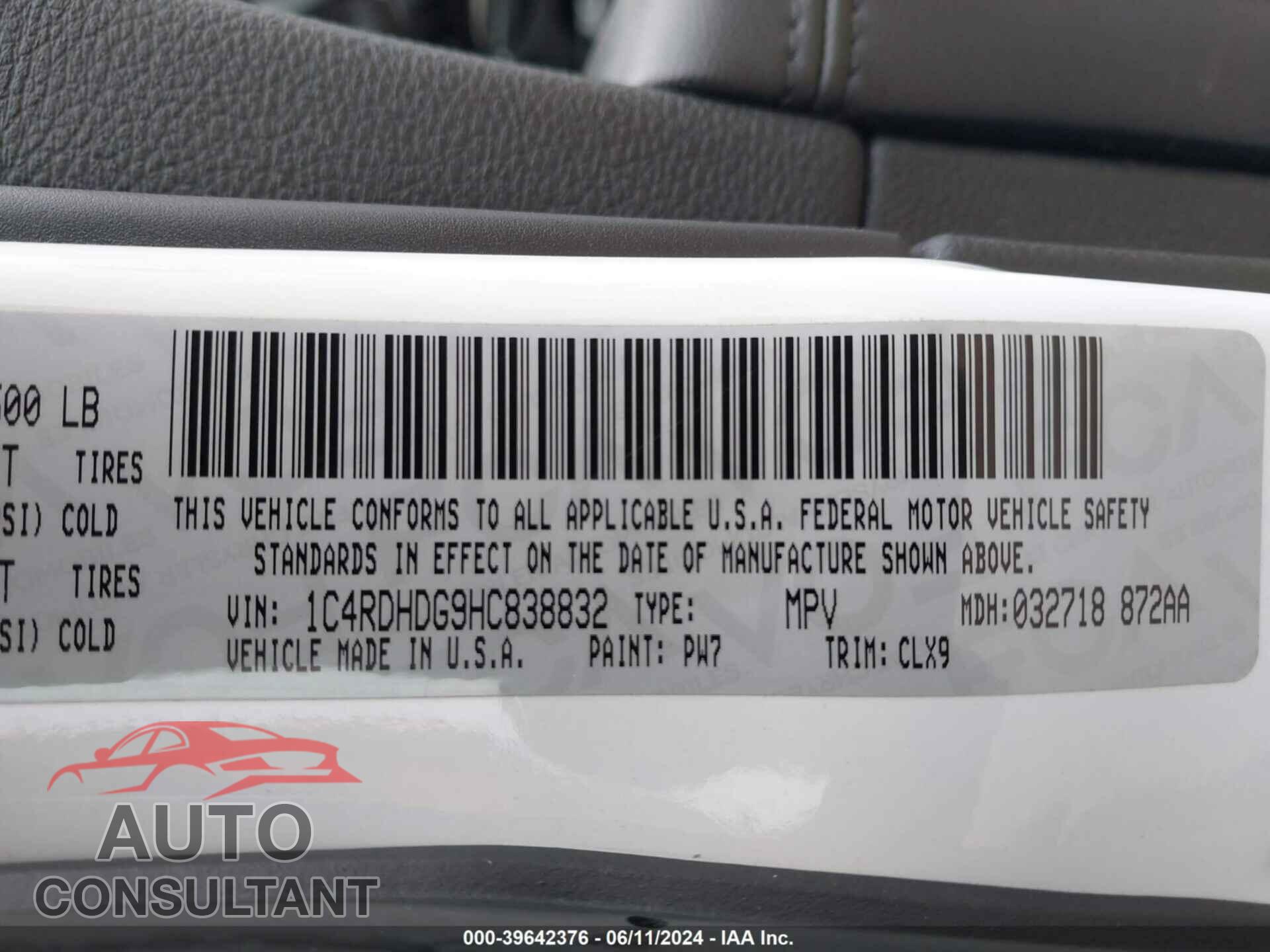 DODGE DURANGO 2017 - 1C4RDHDG9HC838832
