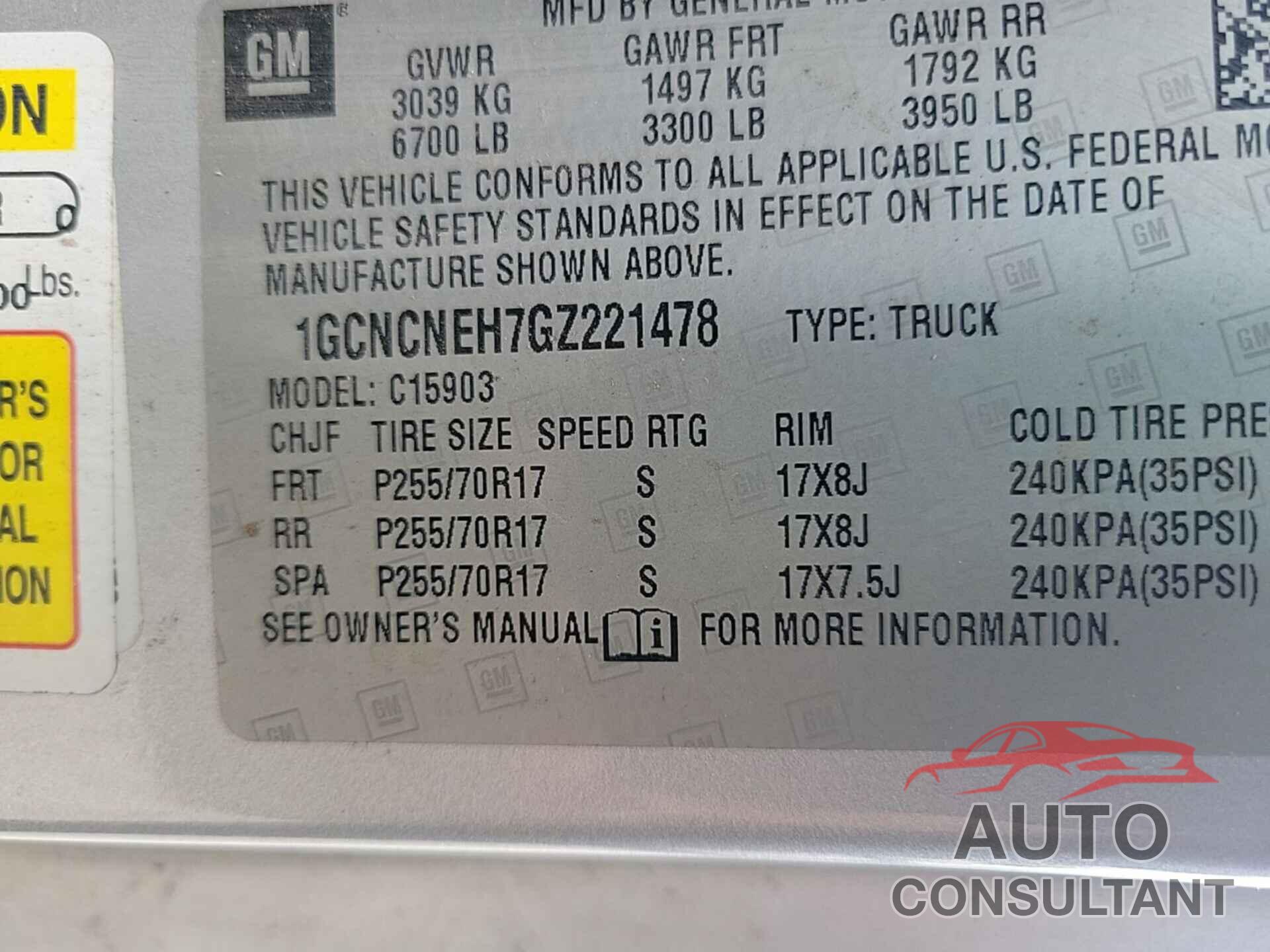CHEVROLET SILVERADO 1500 2016 - 1GCNCNEH7GZ221478