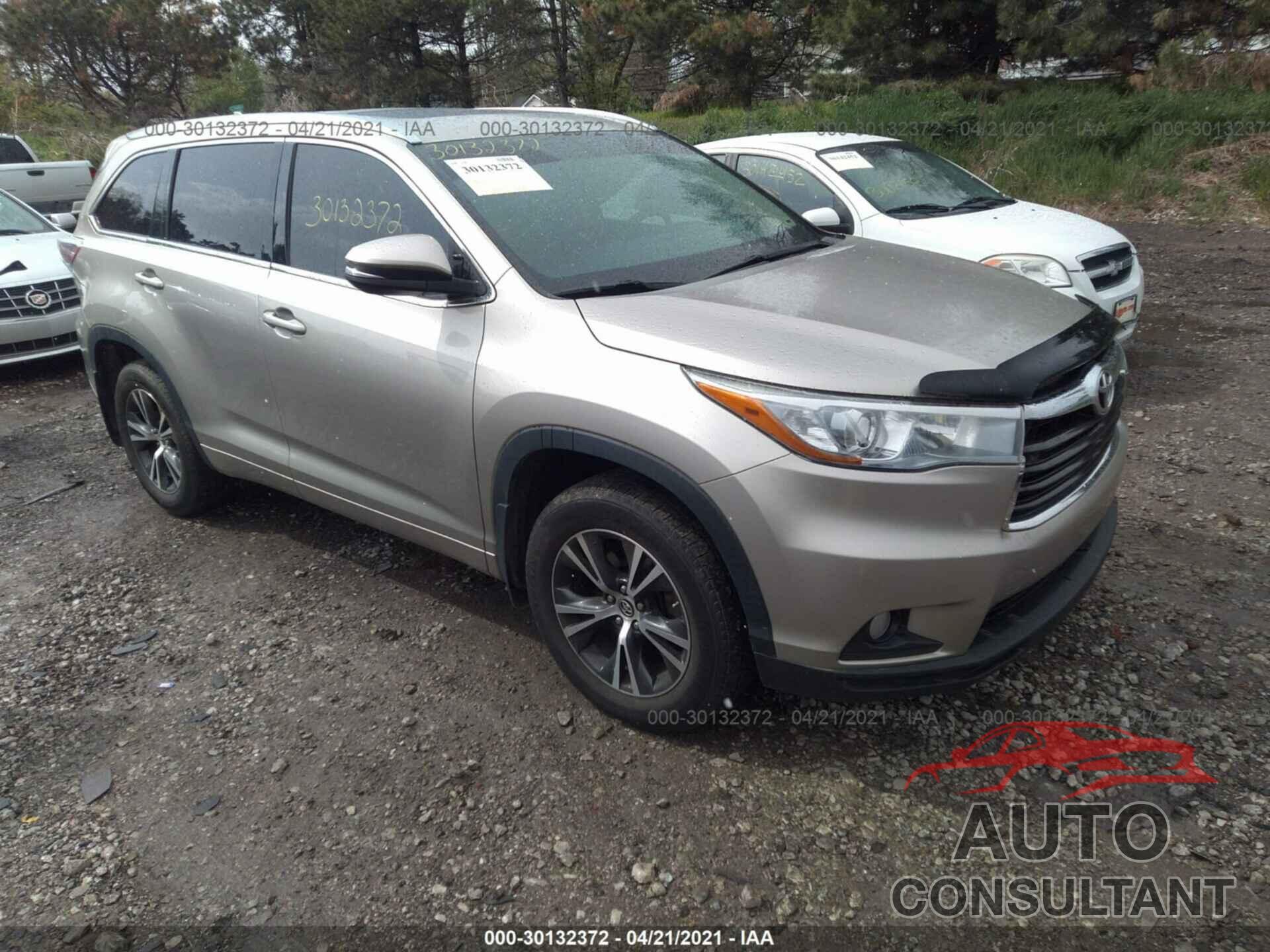 TOYOTA HIGHLANDER 2016 - 5TDJKRFH1GS275514