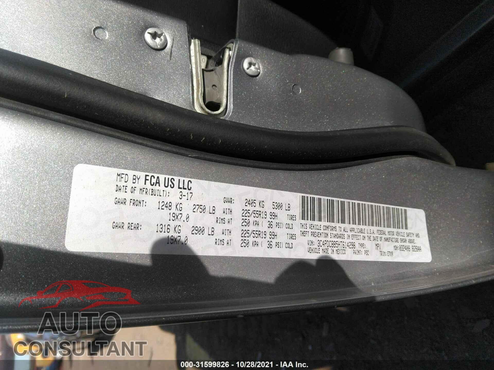 DODGE JOURNEY 2017 - 3C4PDCBB5HT614298