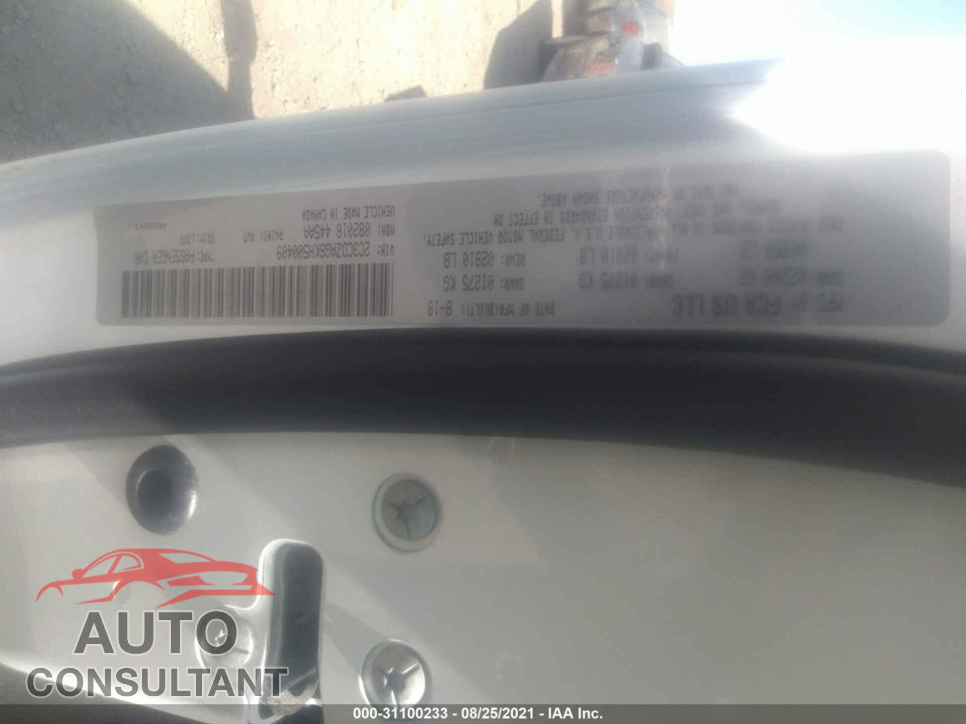 DODGE CHALLENGER 2019 - 2C3CDZAG6KH500409